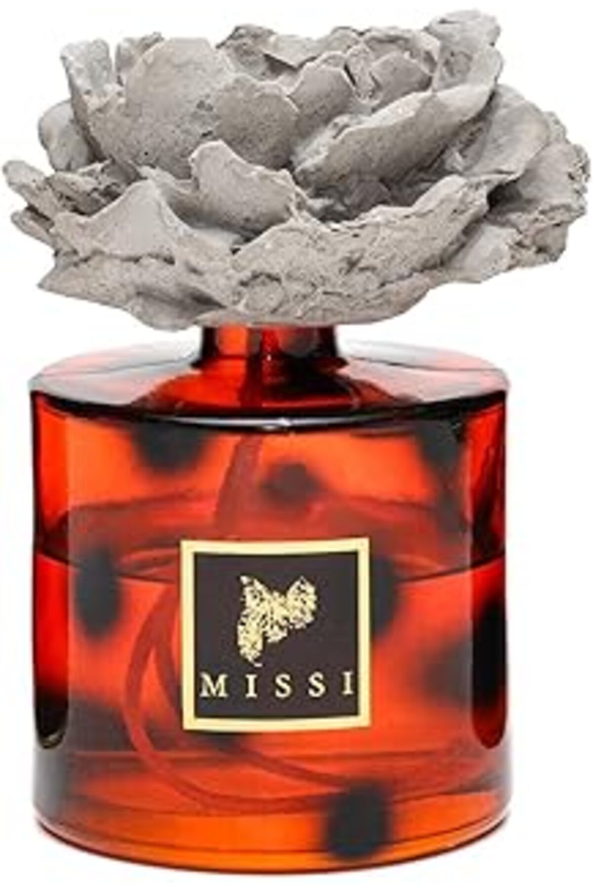 NETWORK ART 500 ml Kahverengi Leopar Desenli Cam Şişe Seramik Taşlı Dark Amber Oda Kokusu