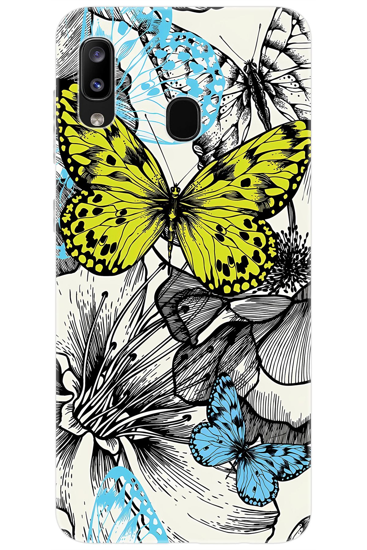 Ceppare Samsung Galaxy M10S (SM-M107F) Uyumlu Kılıf Desen Baskılı Silikon Kelebek STK:647 CP-DwBpBmK