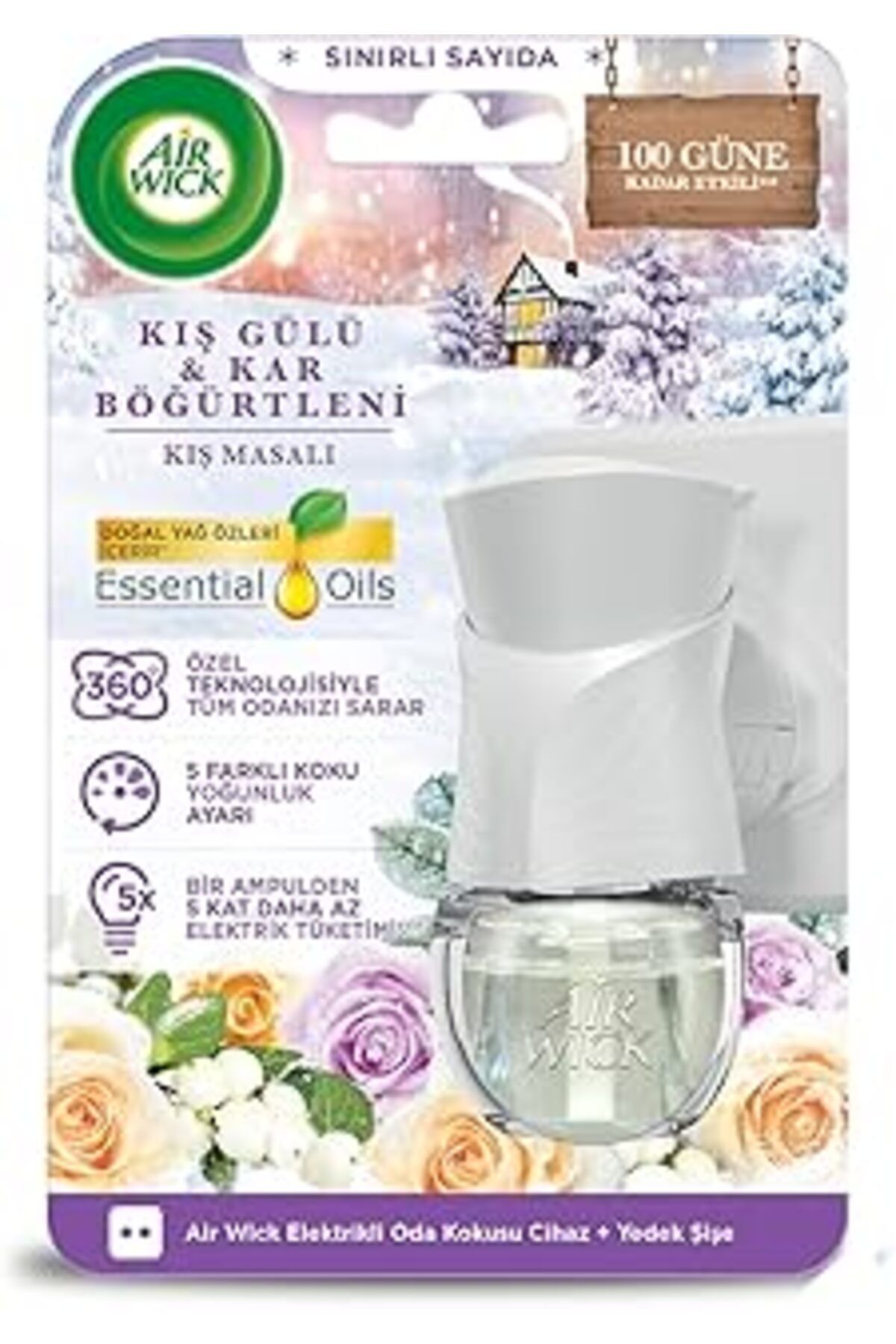Qedii Air Wick Elektrikli Kokusu Cihaz Yedek Şişe Kış Masalı Kış Gülü Ve Kar Böğürtleni