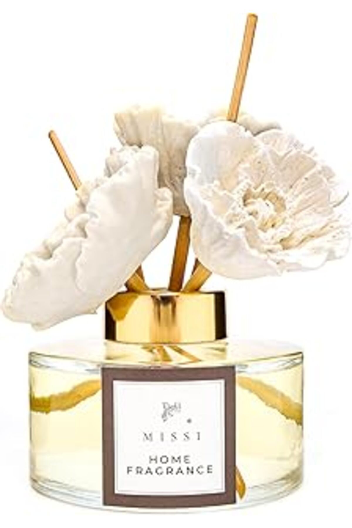 NETWORK ART 150 ml Seramik Çiçek Taşlı Bambu Çubuklu Vanilya Sandal Oda Kokusu