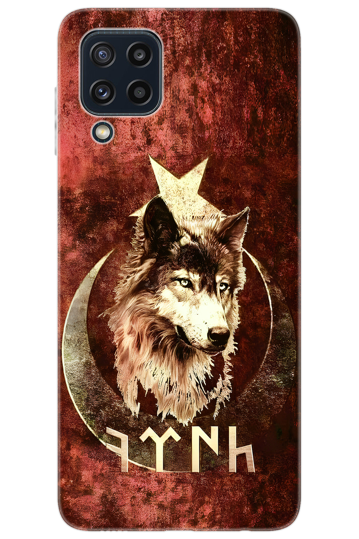 Samsung Galaxy M32 (SM-M325F) Compatible Case Pattern Printing Silicone Wolf and Göktürk NGO:385 CP-pJk8MS1