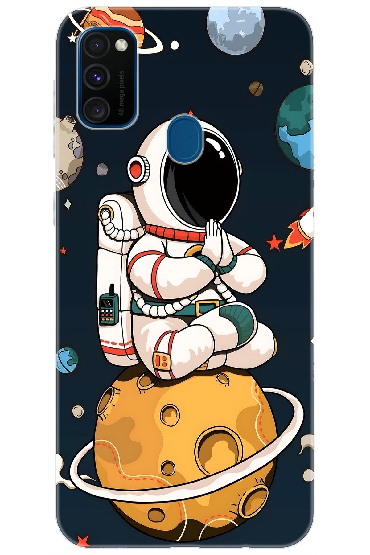 Ceppare Samsung Galaxy M30S (SM-M307F) Uyumlu Kılıf Desen Baskılı Silikon Astronot STK:695 CP-lV6jvl2
