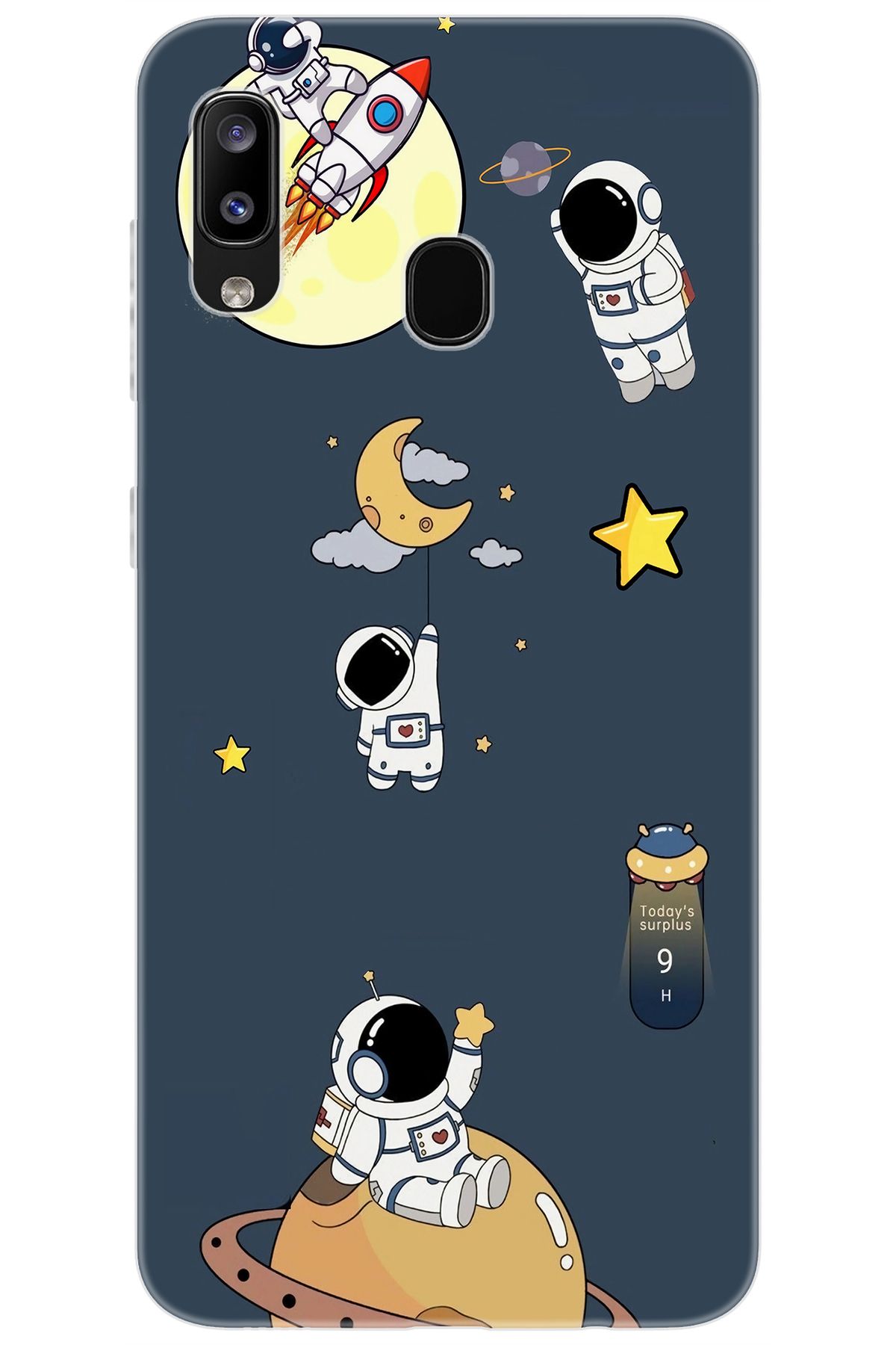 Ceppare Samsung Galaxy M10S (SM-M107F) Uyumlu Kılıf Desen Baskılı Silikon Astronot Serisi STK:725 CP-jJ89eWU
