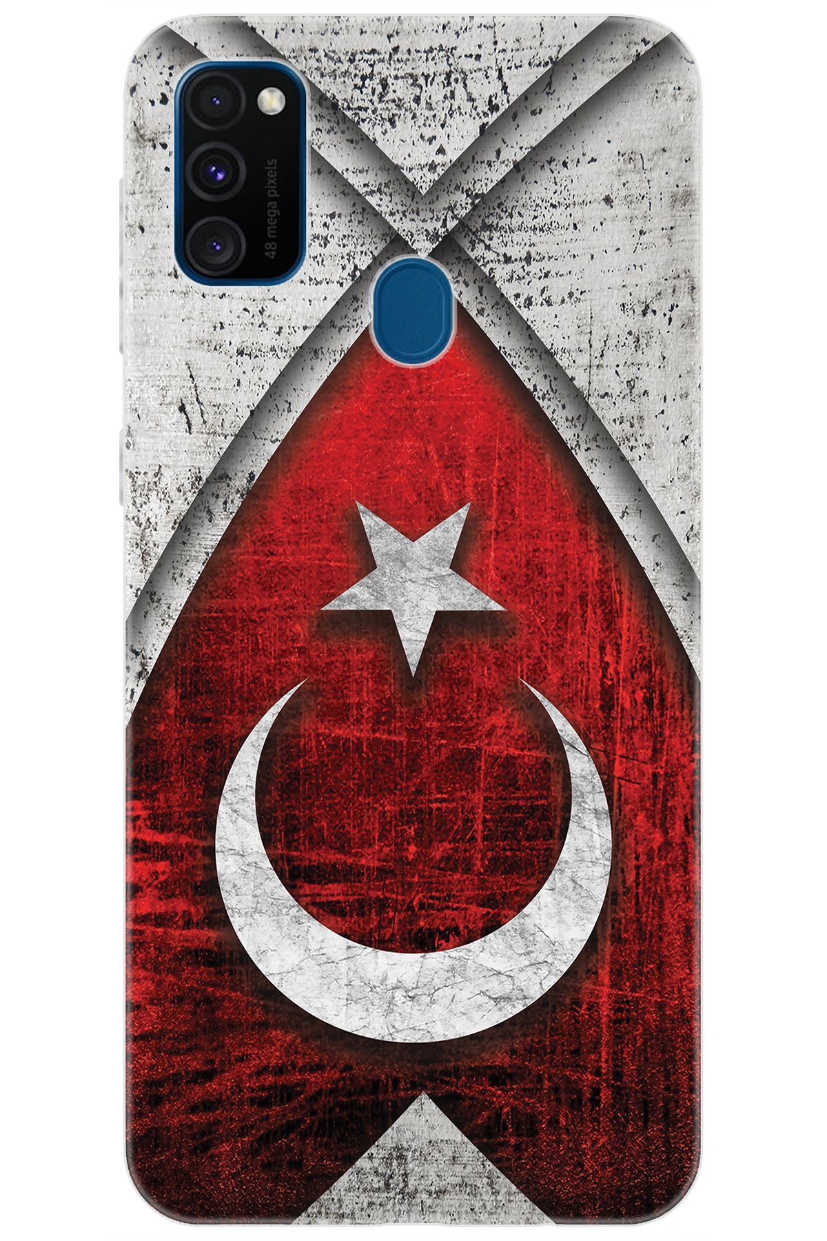 Ceppare Samsung Galaxy M30S (SM-M307F) Uyumlu Kılıf Desenli Silikon Türk Bayrağı Tasarım STK:380 CP-5ptgTaS