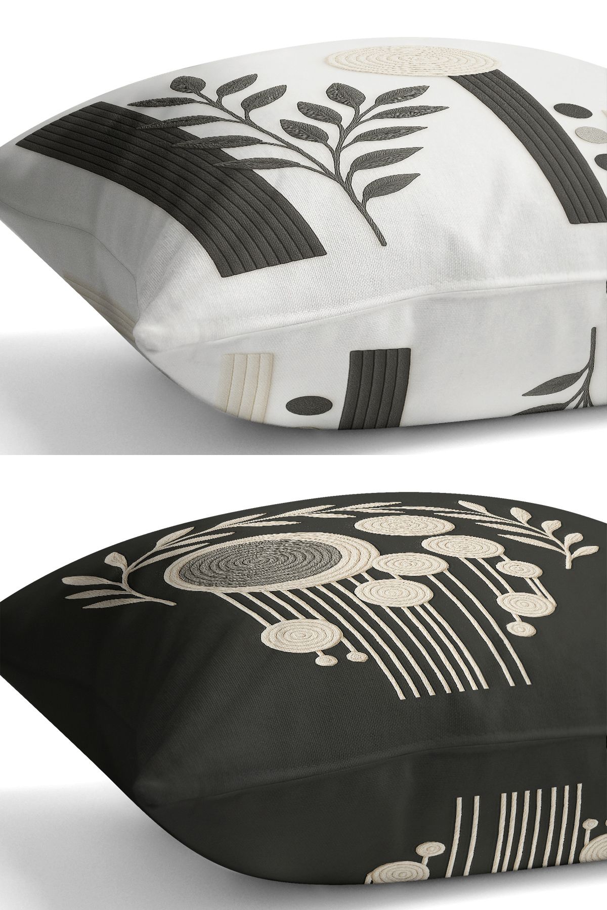 Bertille Home-Set de 3 huse de pernă cu imprimare digitală pe două părți (aspect de broderie cu model de puncție) 6