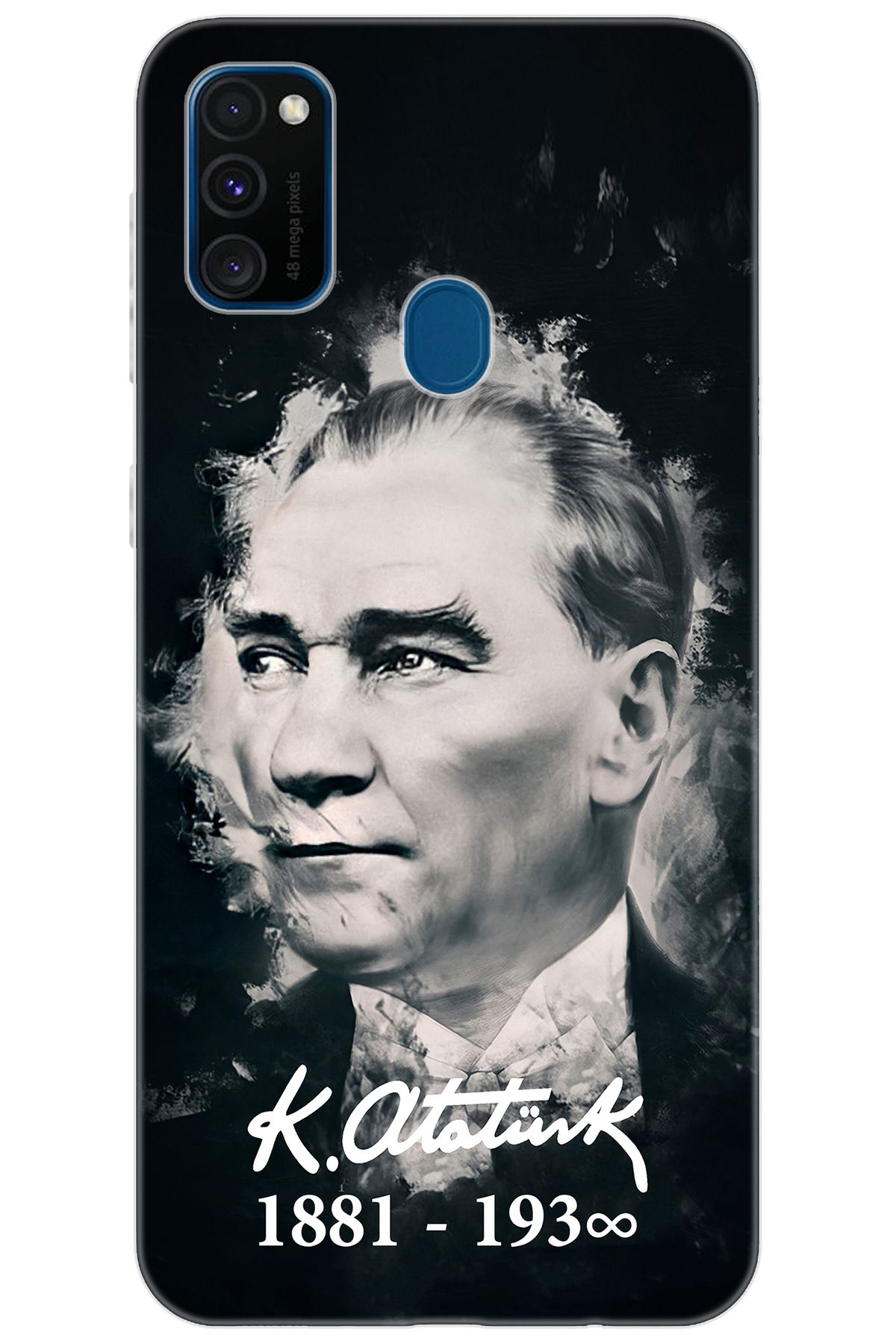 Ceppare Samsung Galaxy M30S (SM-M307F) Uyumlu Kılıf Desenli Silikon Mustafa Kemal Atatürk STK:388 CP-4Ivr2Ci