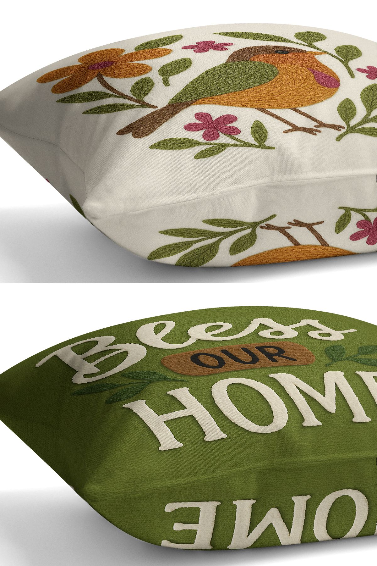 Bertille Home-Set de 3 huse de pernă cu imprimare digitală pe două părți (aspect de broderie cu model de puncție) 6