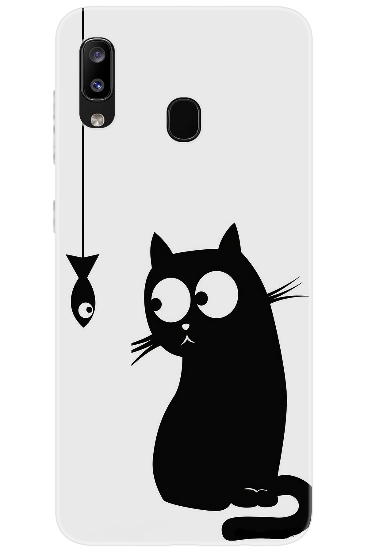 Ceppare Samsung Galaxy M10S (SM-M107F) Uyumlu Kılıf Desen Baskılı Silikon Balık ve Kedi STK:747 CP-kHz9utN