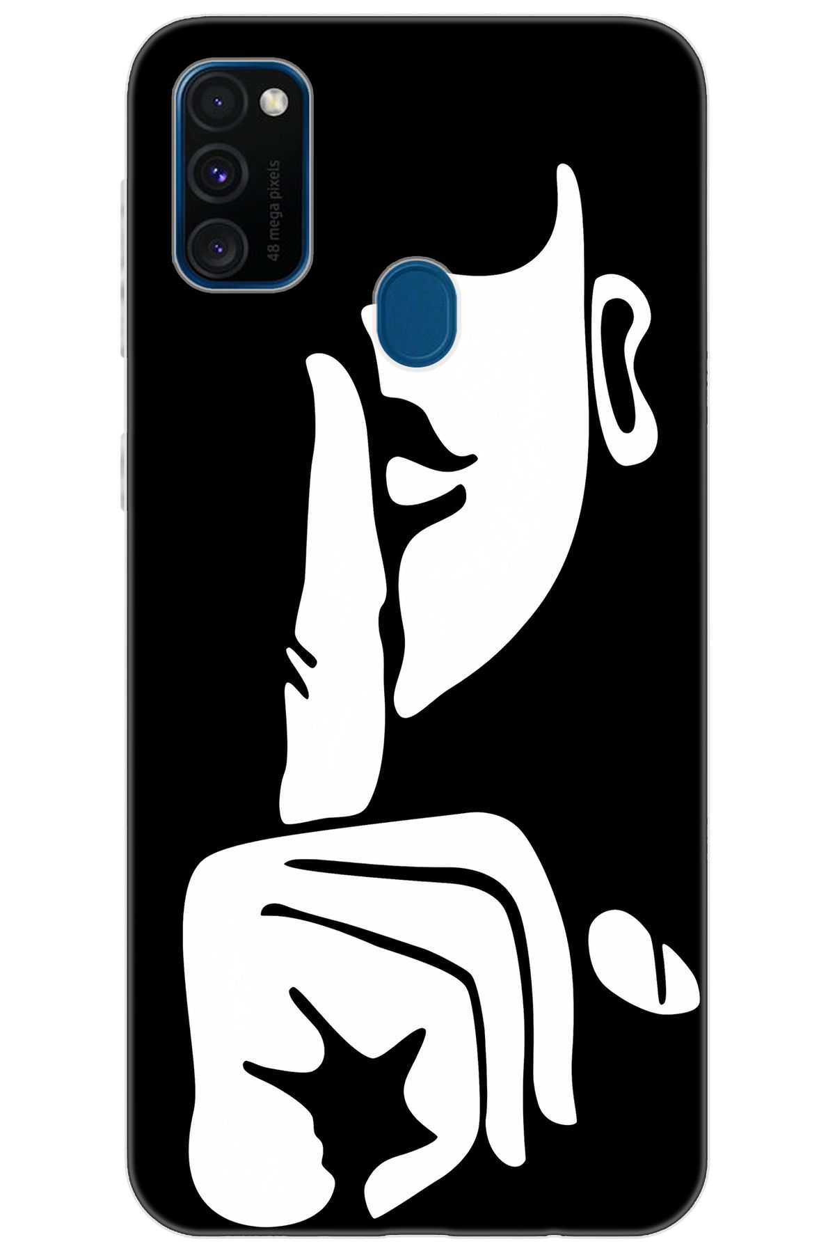 Ceppare Samsung Galaxy M30S (SM-M307F) Uyumlu Kılıf Desenli Silikon Siyah Beyaz Sessizlik STK:653 CP-OytSxns