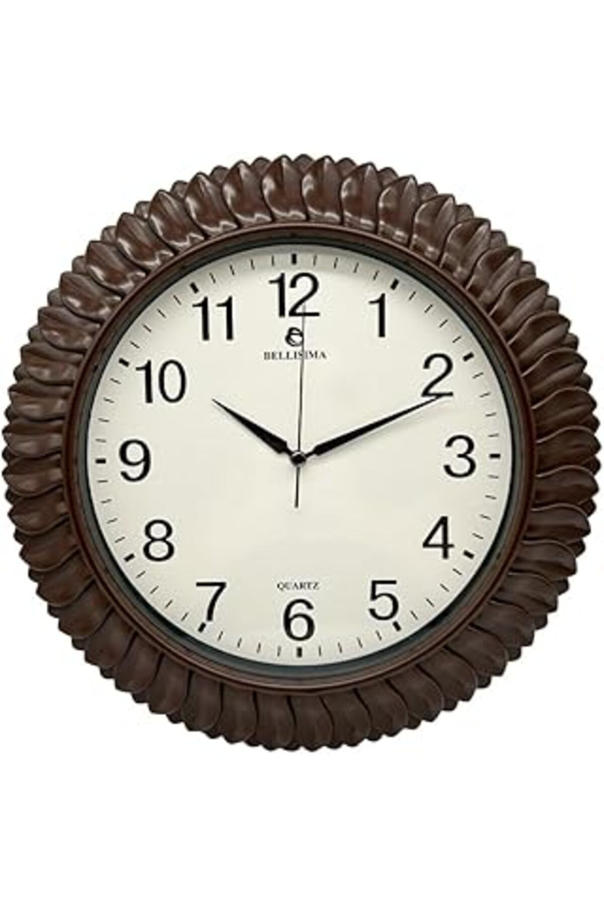 ASİTAN Bellisima Bl-1074 Serisi Klasik Kadran Yaprak Desenli Sessiz Akar 30 Cm Duvar Saati Bordo