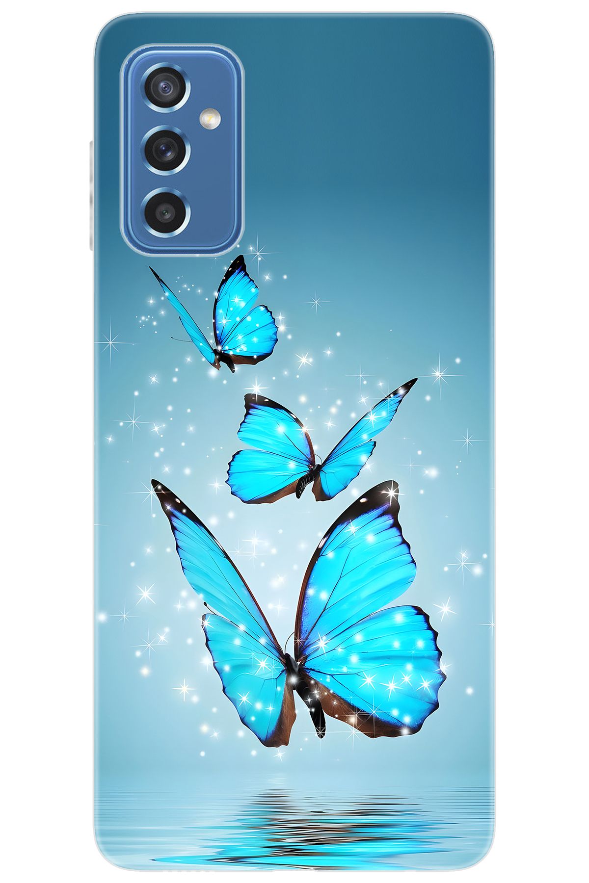 Ceppare Samsung Galaxy M52 (SM-M526B) Uyumlu Kılıf Desen Baskılı Silikon Mavi Kelebek STK:710 CP-QAHRS5E