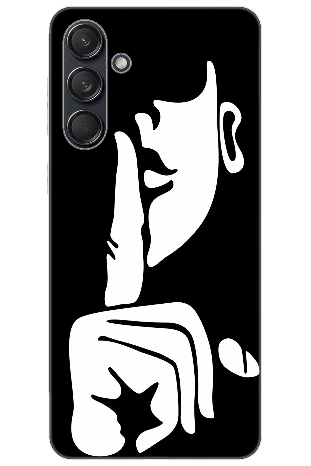 Ceppare Samsung Galaxy M55 (SM-M556B) Uyumlu Kılıf Desenli Silikon Siyah Beyaz Sessizlik STK:653 CP-wPdH8rh