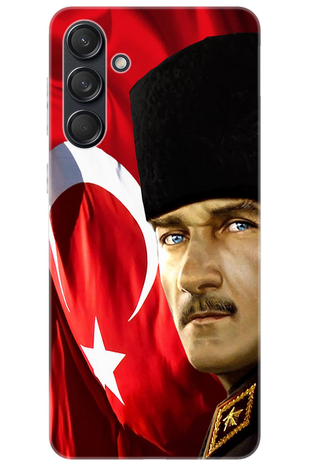 Ceppare Samsung Galaxy M55 (SM-M556B) Uyumlu Kılıf Desen Silikon Atatürk ve Türk Bayrağı STK:726 CP-vf0rXQG