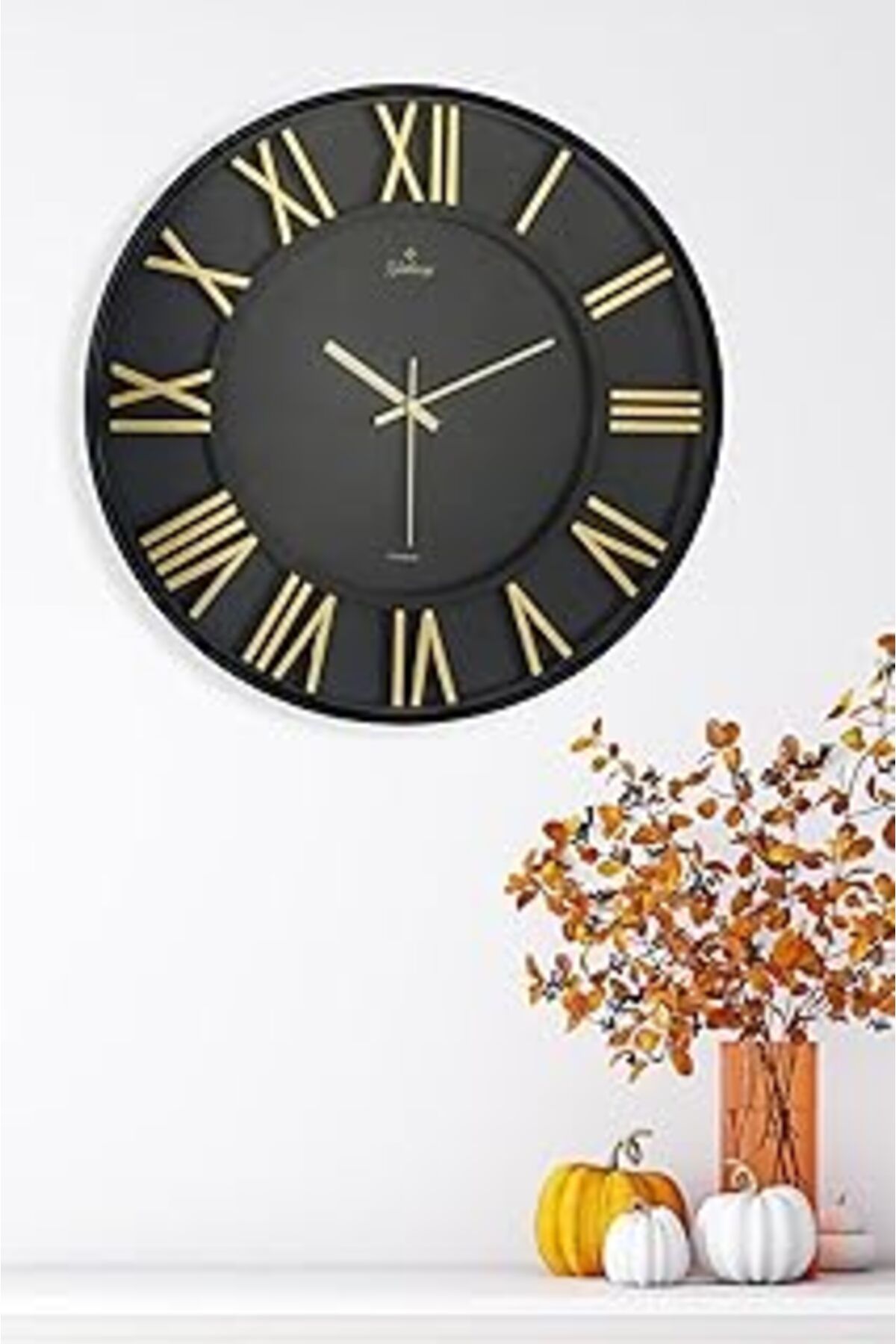 ASİTAN Galaxy Premium Serisi Modern Tasarımlı Roma Rakamlı 40 Cm Duvar Saati Siyah-Gold