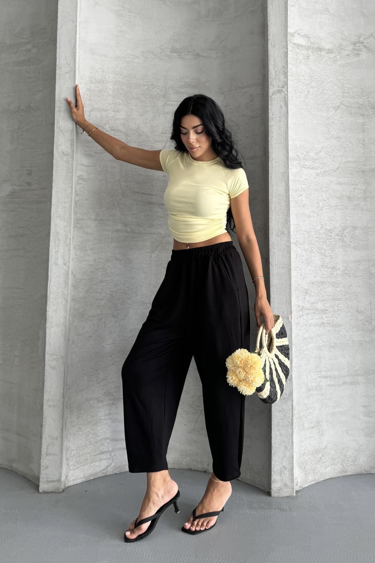 İstangül Butik Everyday Comfort Modal Kumaş Yüksek Bel Rahat Pantolon