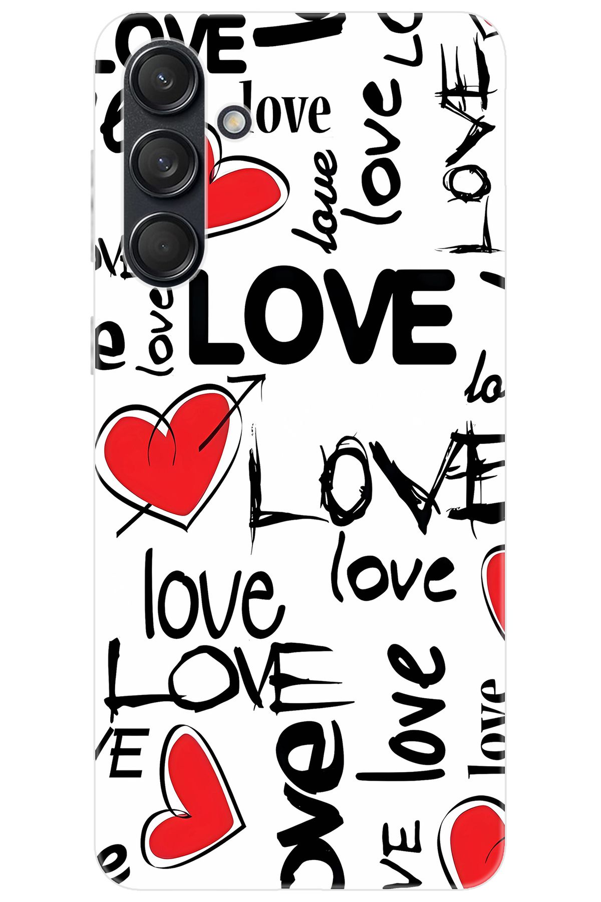 Ceppare Samsung Galaxy M55 (SM-M556B) Uyumlu Kılıf Desen Baskılı Silikon Love Kalpler STK:638 CP-RHDW1zK