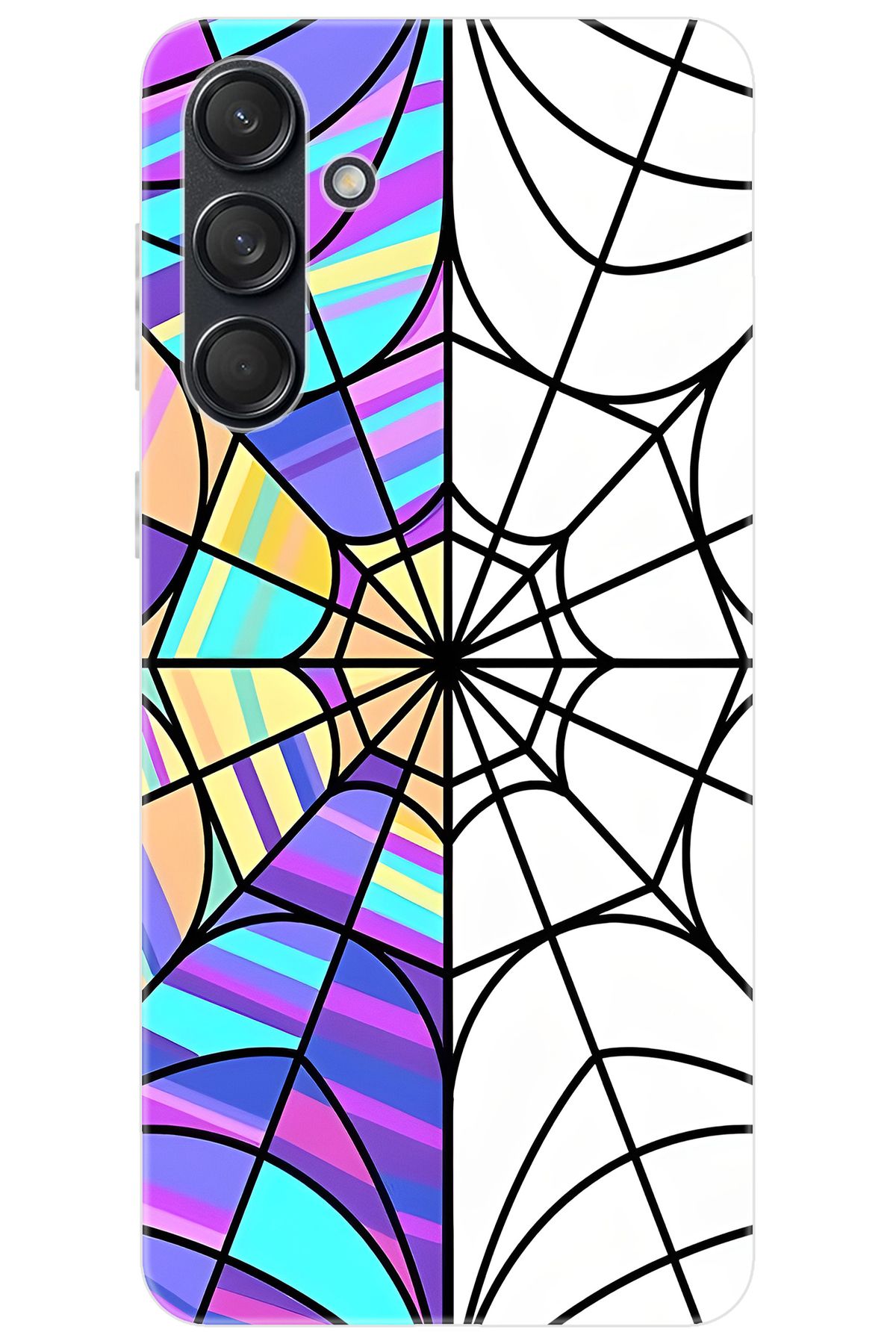 Ceppare Samsung Galaxy M55 (SM-M556B) Uyumlu Kılıf Desen Baskılı Silikon Örümcek Ağı STK:753 CP-TjsJsrc