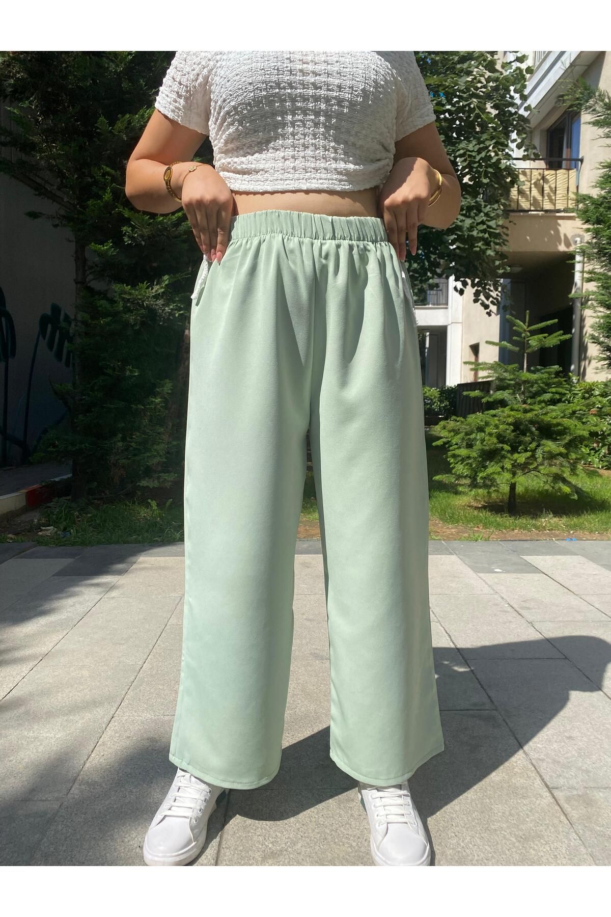 CLB COLLECTION Kadın beli lastikli bol pantolon