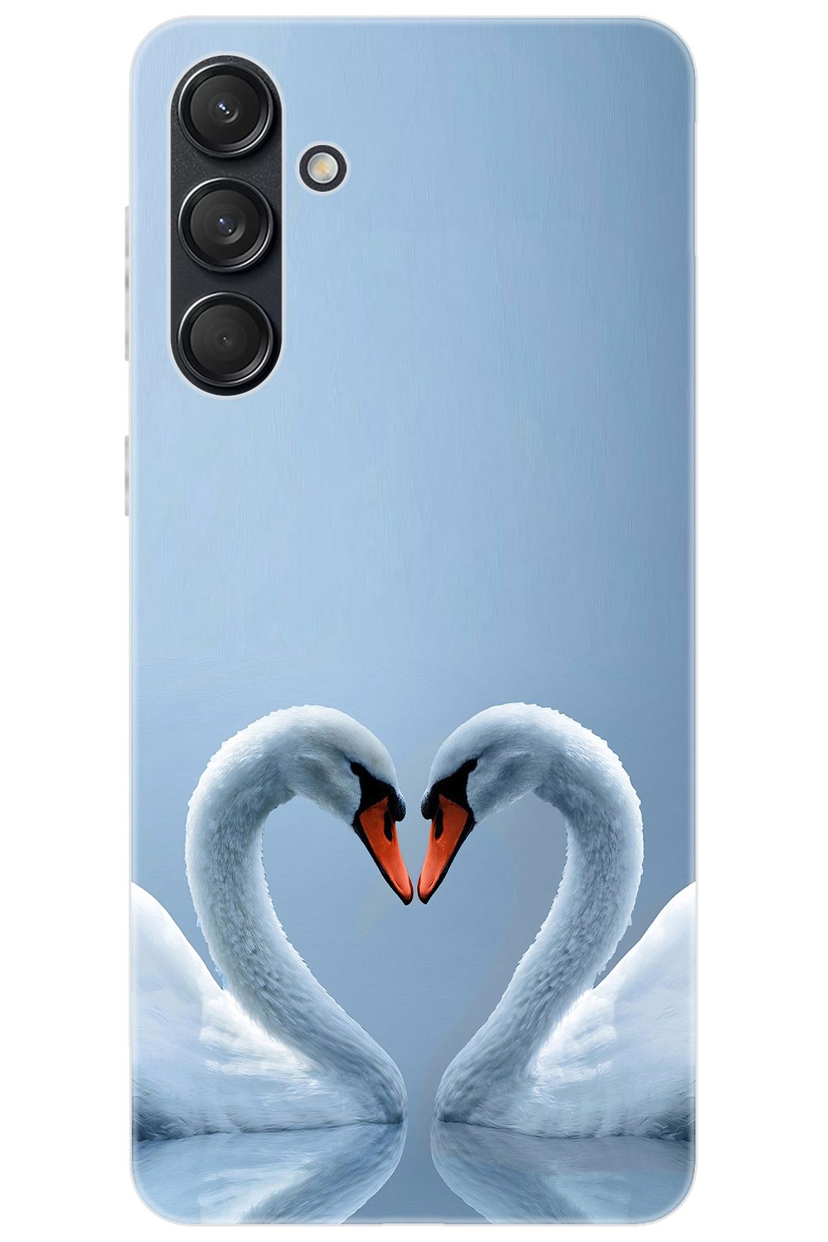 Ceppare Samsung Galaxy M55 (SM-M556B) Uyumlu Kılıf Desen Baskılı Silikon Kuğ ve Kalp STK:305 CP-uN85VIs