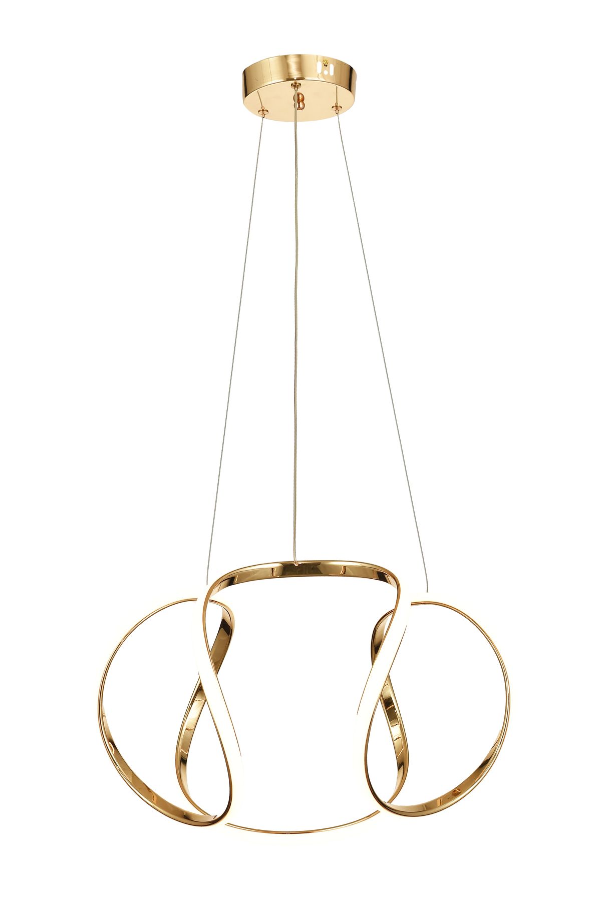 Avizemoda Vira 50 cm Dimmer Kumandalı 3 Renk Ledli (Sarı-Beyaz-Gün Işığı) Modern Sarkıt Avize - Gold