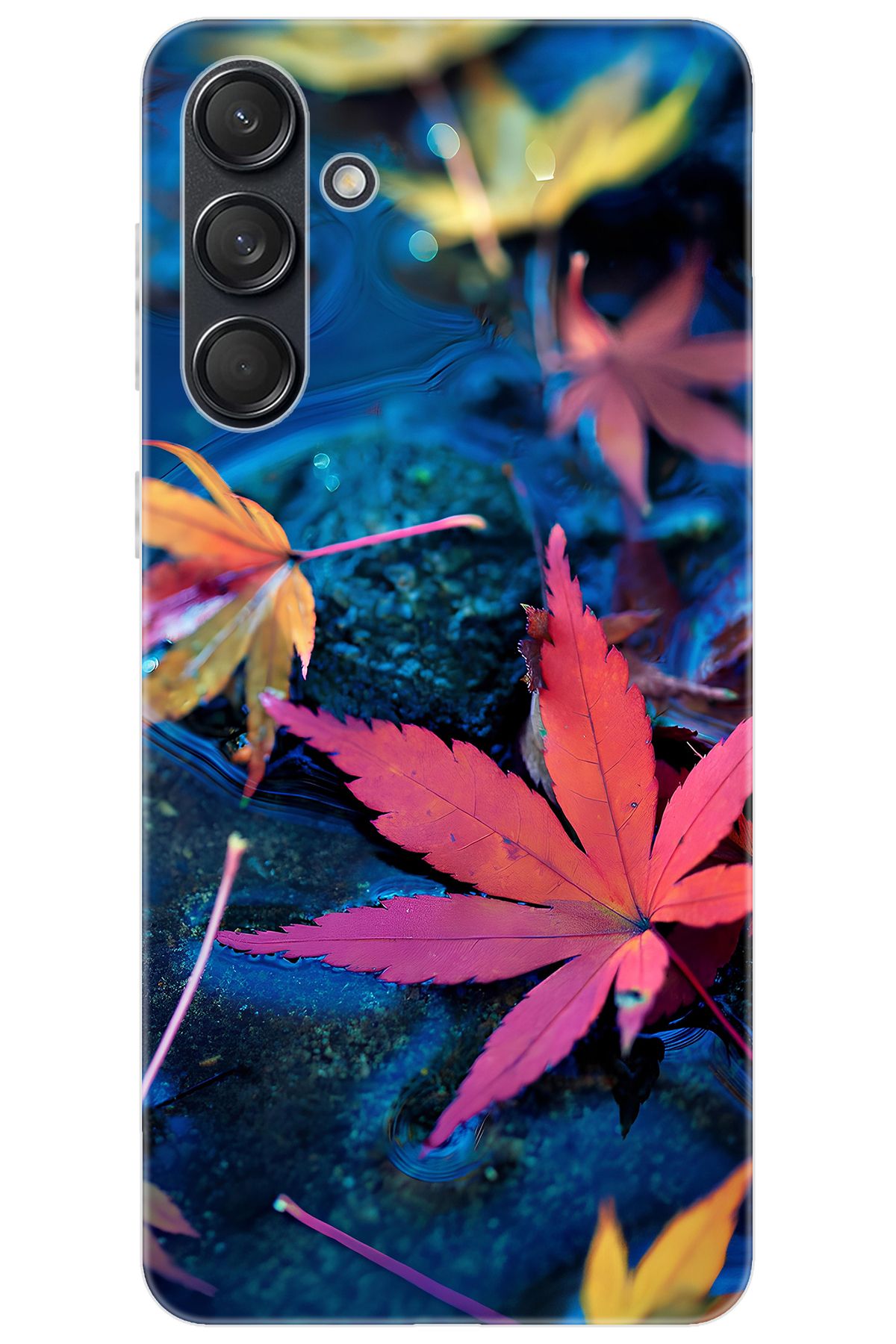 Ceppare Samsung Galaxy M55 (SM-M556B) Uyumlu Kılıf Desen Baskılı Silikon Yapraklar STK:702 CP-eve1HuE