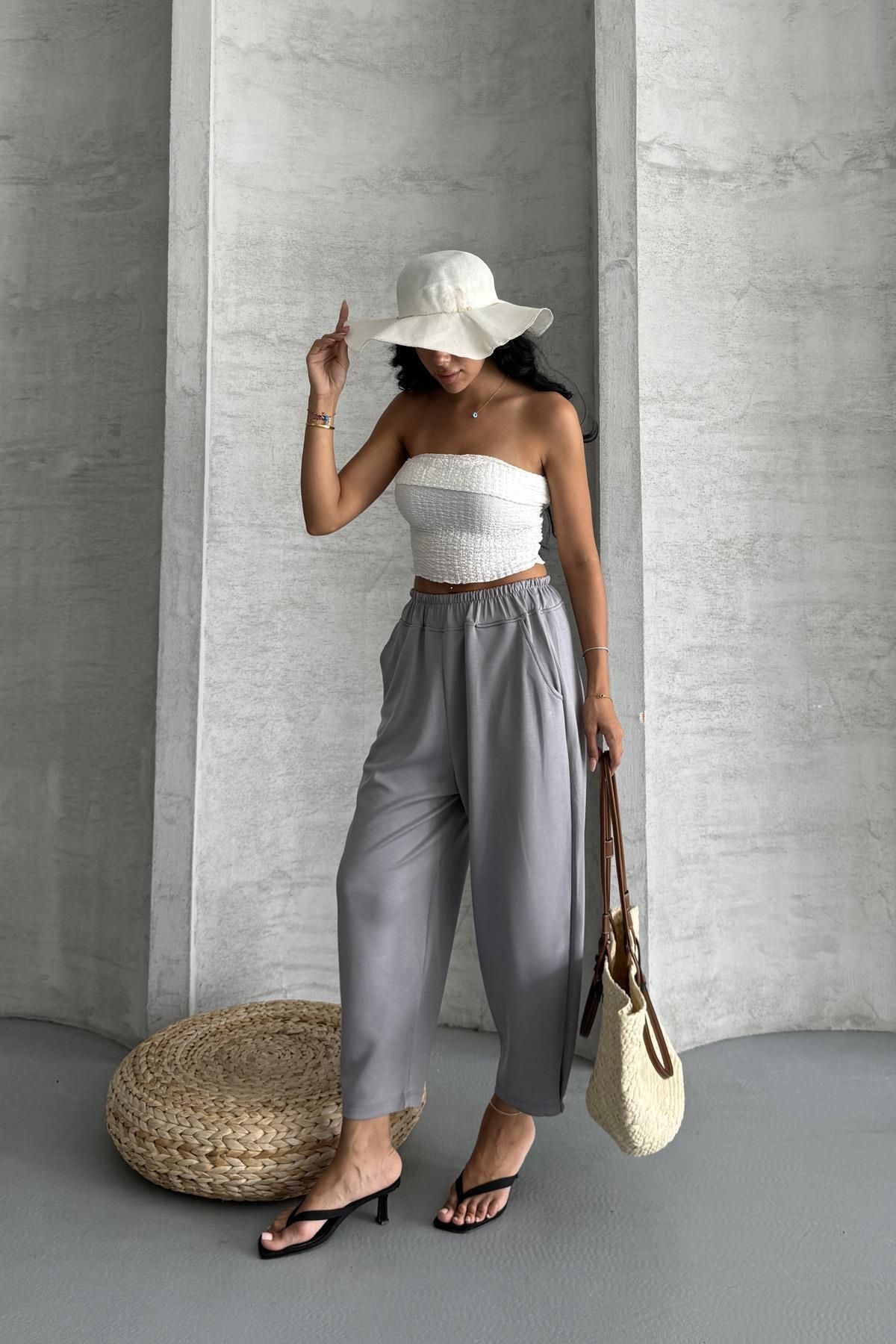 İstangül Butik Everyday Comfort Modal Kumaş Yüksek Bel Rahat Pantolon