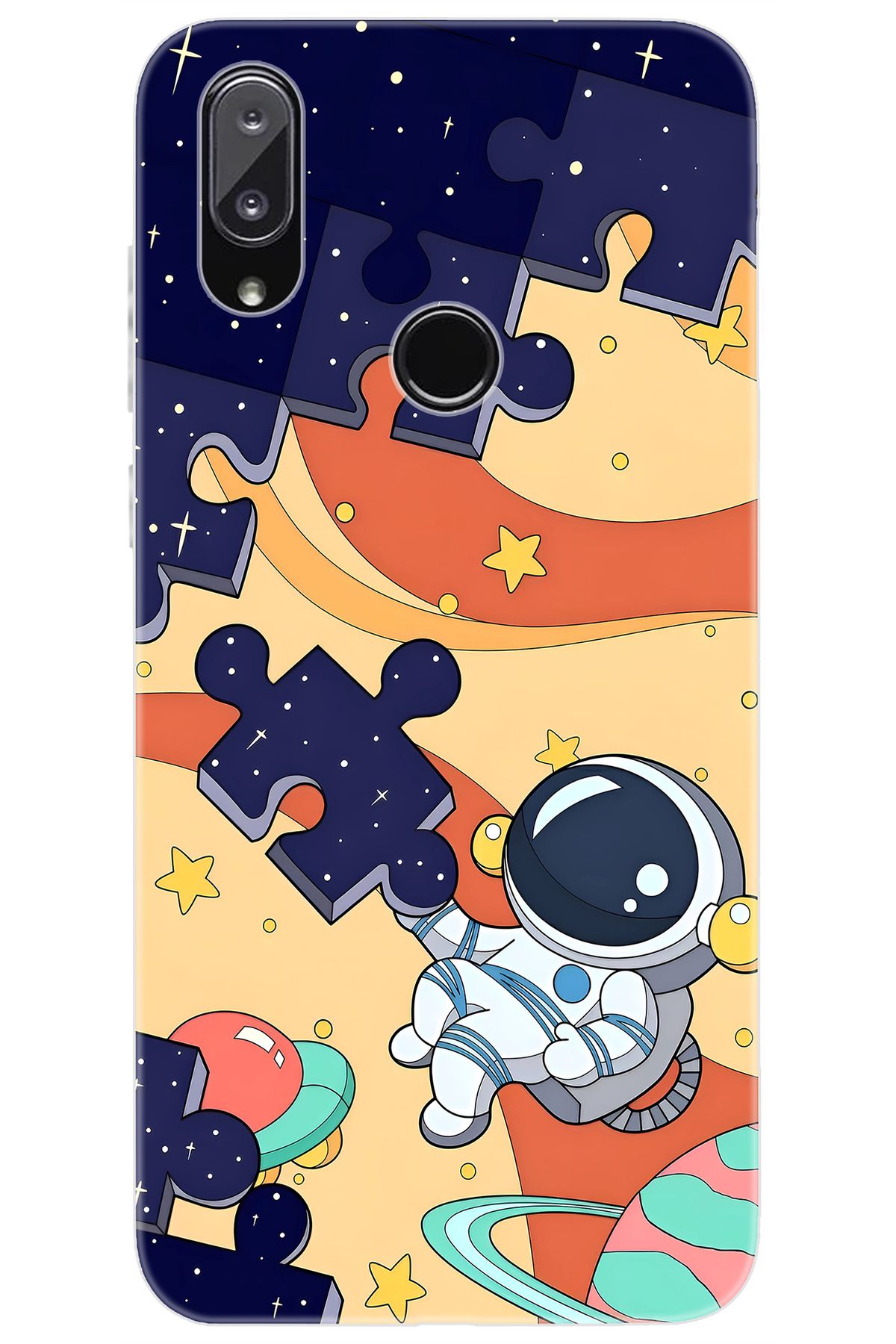 Vestel Venüs E5 Uyumlu Kılıf Desen Baskılı Silikon Astronot STK:646 CP-2BA9wuk