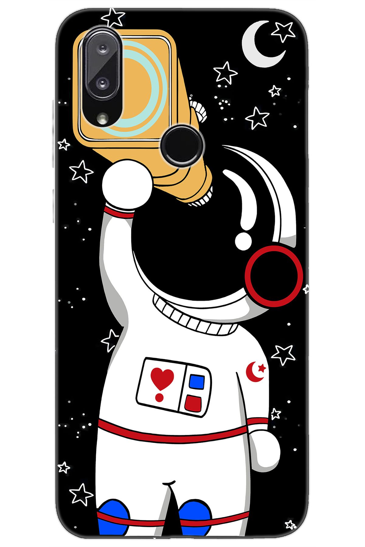 Vestel Venüs E5 Uyumlu Kılıf Desen Baskılı Silikon Sevimli Astronot Serisi STK:100 CP-y7LO7Vx