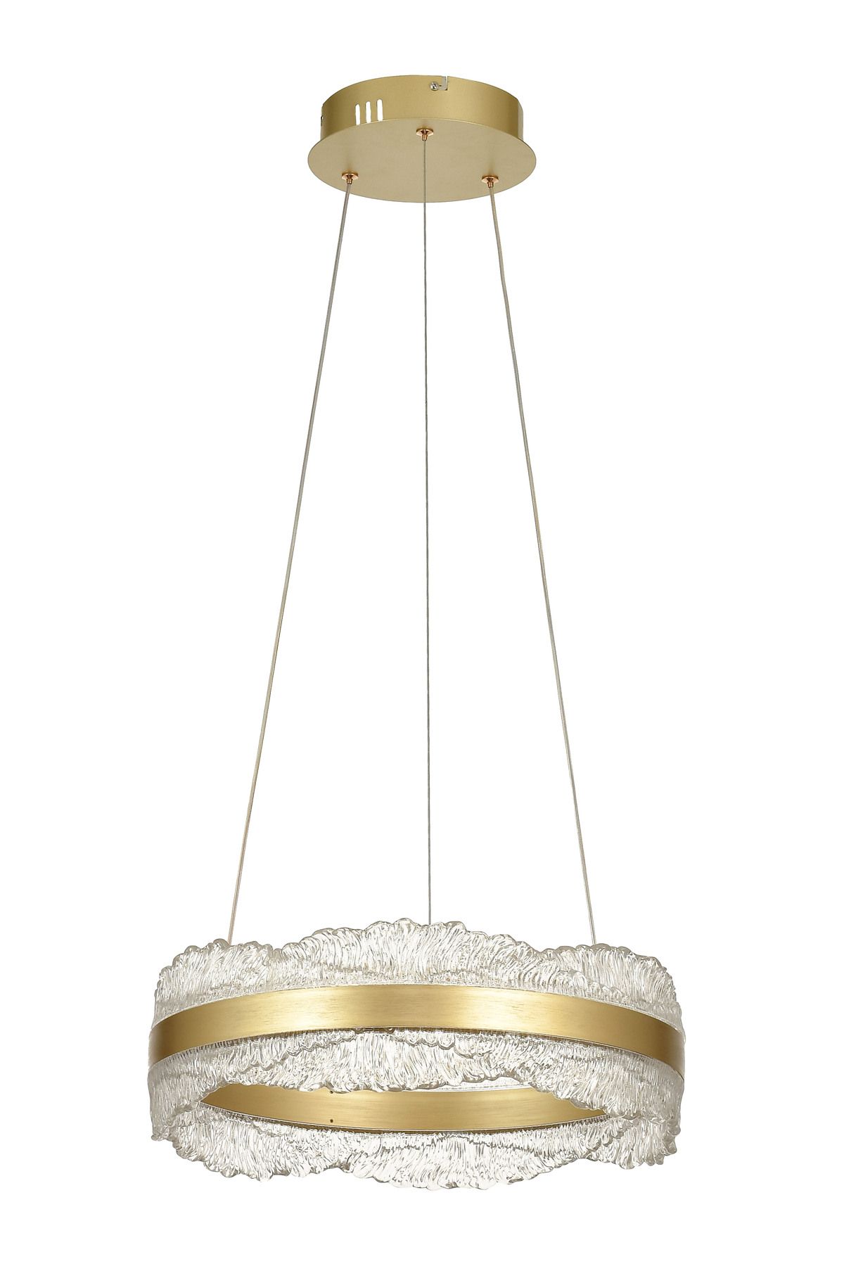 Avizemoda Toledo 40 cm Dim Kumandalı 3 Renk Ledli (Sarı-Beyaz-Gün Işığı) Modern Akrilik Avize -Sarı Yaldız