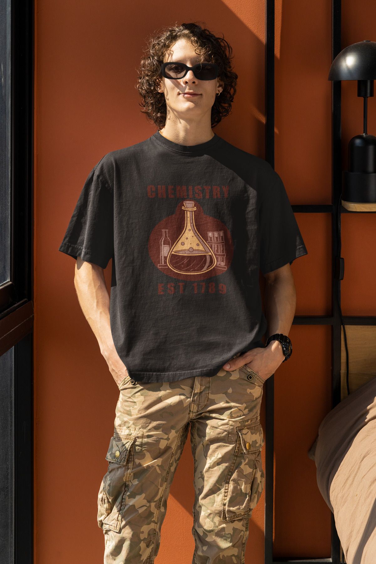 Uniquetex NUBENSE / KİMNE-13 - Oversize Unisex Kimya Baskılı Siyah Bisiklet Yaka T-shirt (Bilim Tişört)