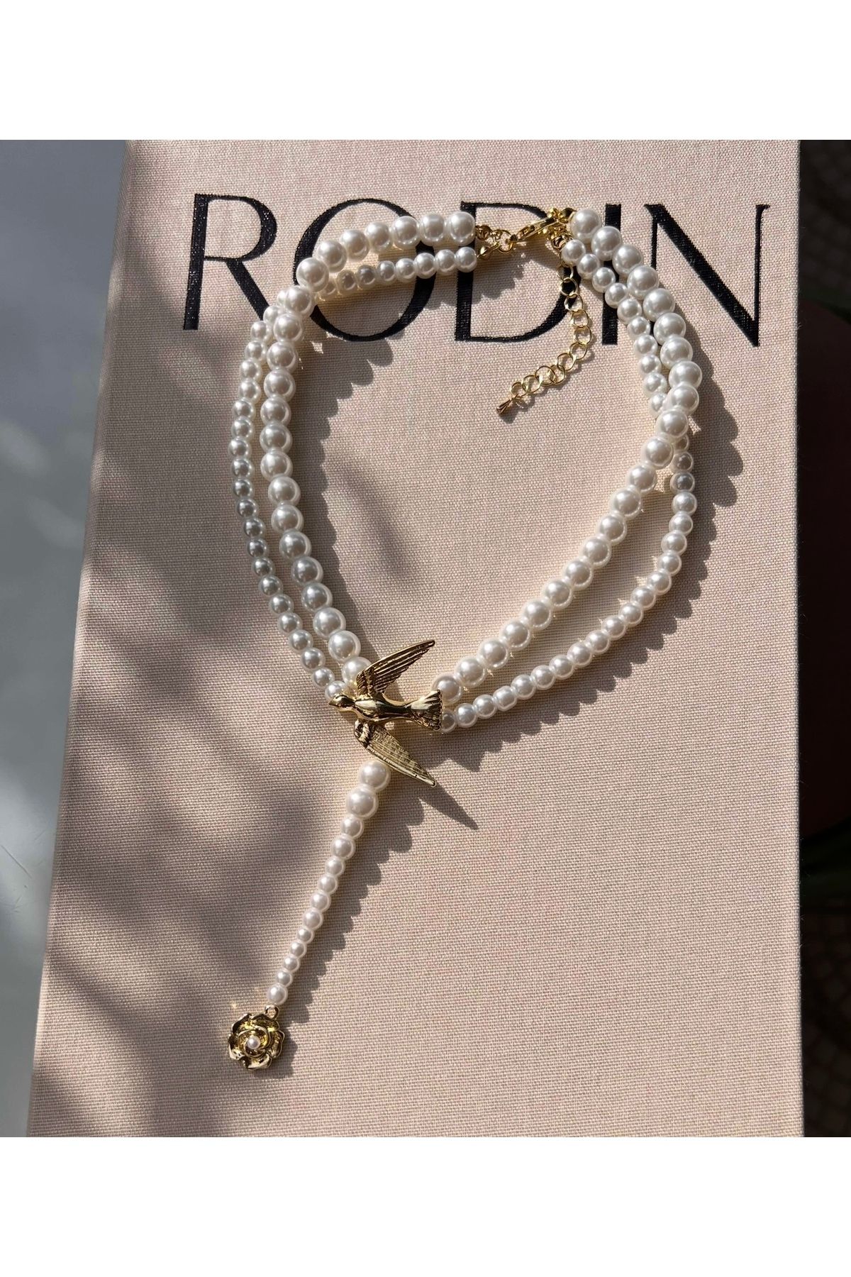 luxyansımalar Choker Anka Kuş Detaylı İnci Kolye