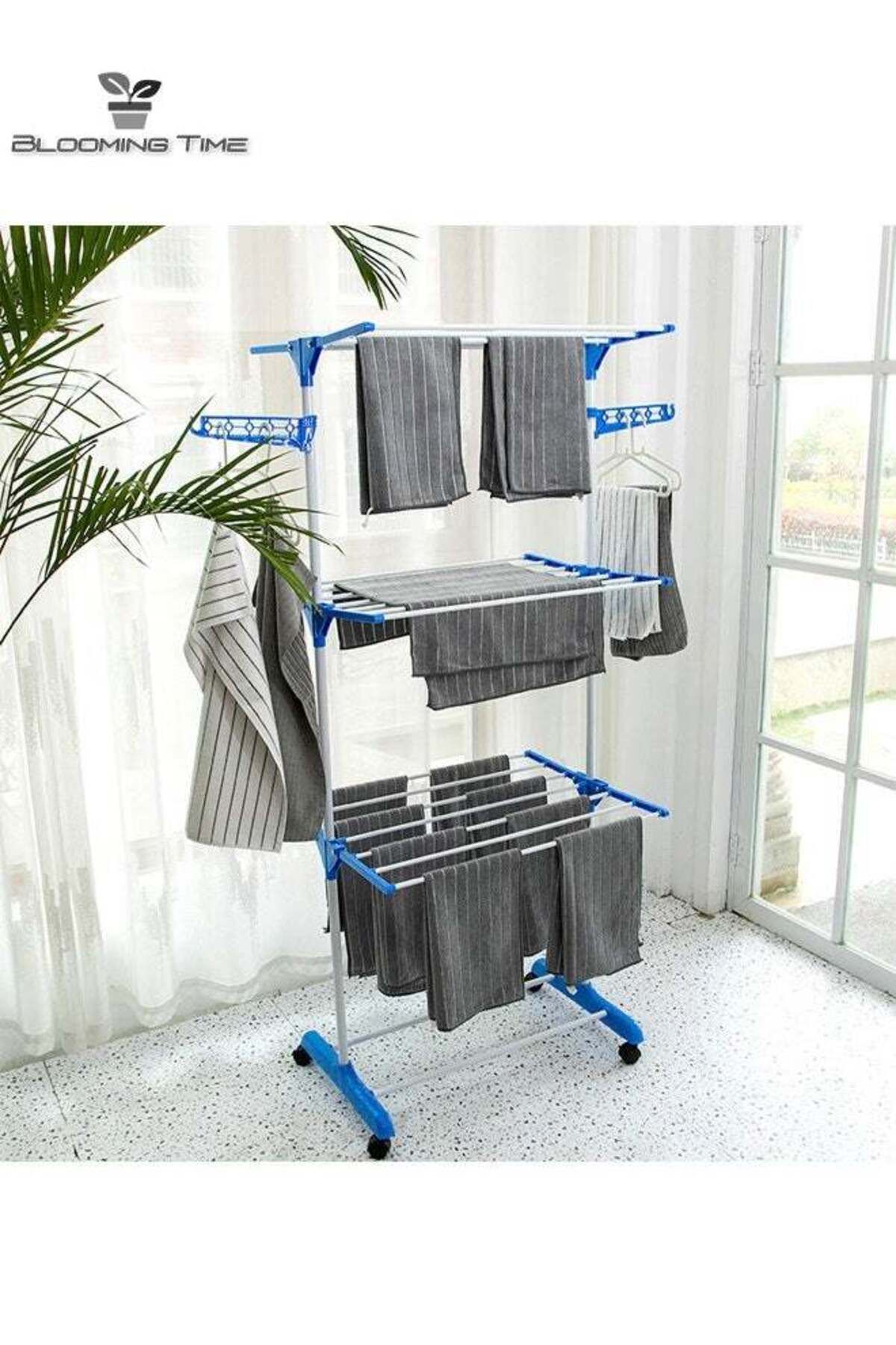 Generic-Multifunctional Floor-To-Ceiling Three-Layer Simple Folding Drying Rack 1