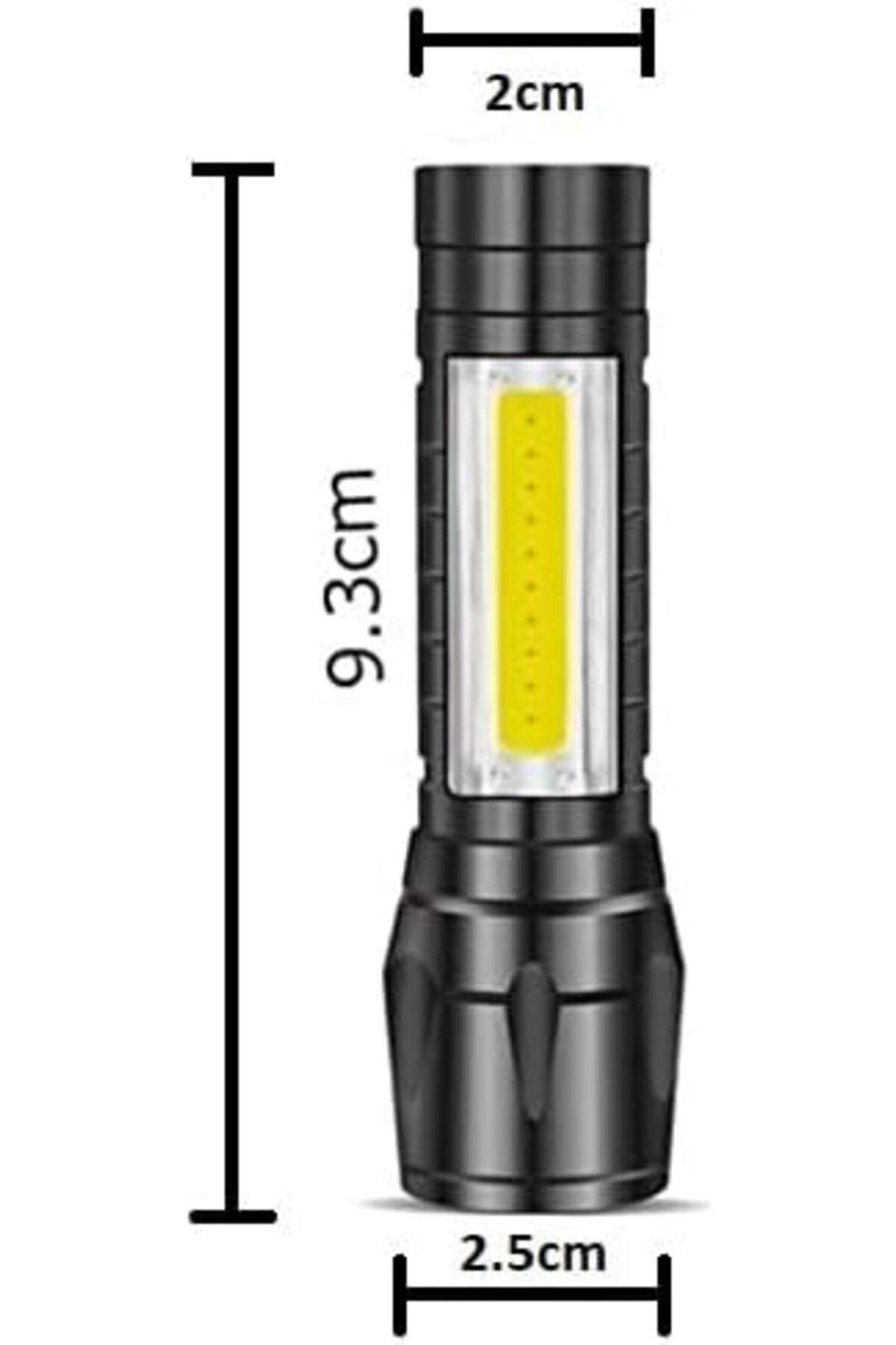 Other-LED Rechargeable Flashlight With COB Side Light-USB Chargeable Torch-(Black 9cm) 5