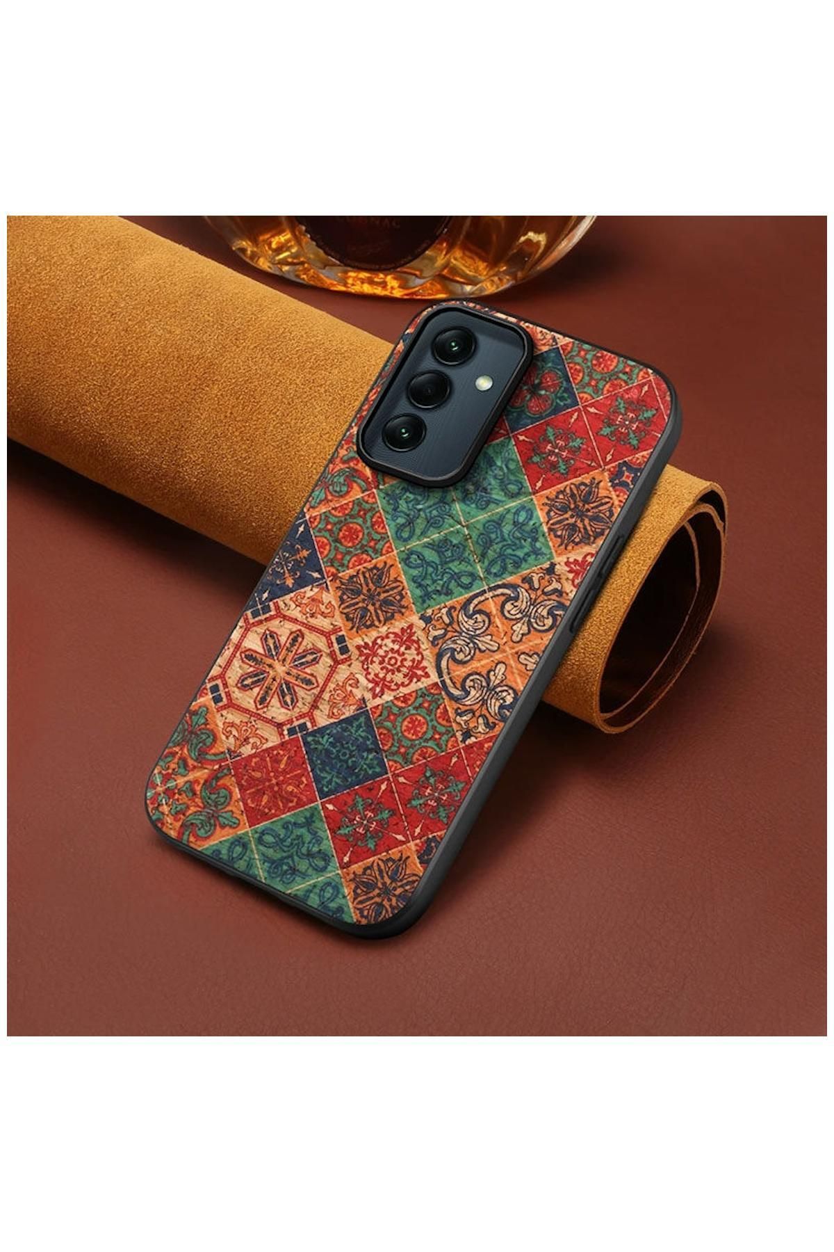 Zebana Samsung Galaxy A15 5G Uyumlu Kılıf Zebana Vintage Kumaş Kılıf Desen 3