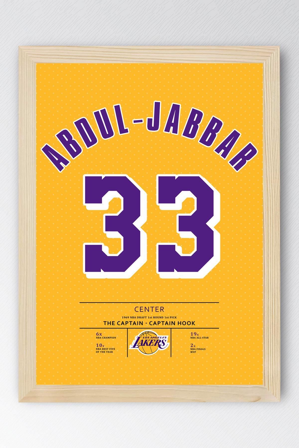 Saturn Kareem Abdul Jabbar Forma Çerçeveli Tablo - NBA Los Angeles Lakers Jersey