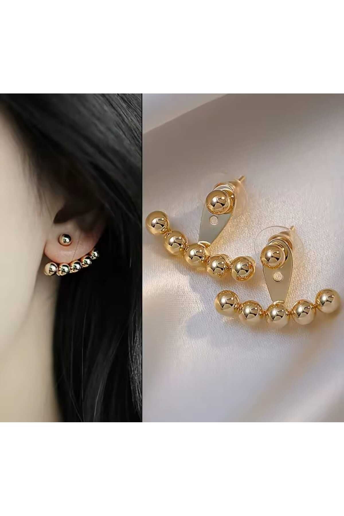 SONES TOPÇUK TASARIM GOLD ÇELİK KÜPE