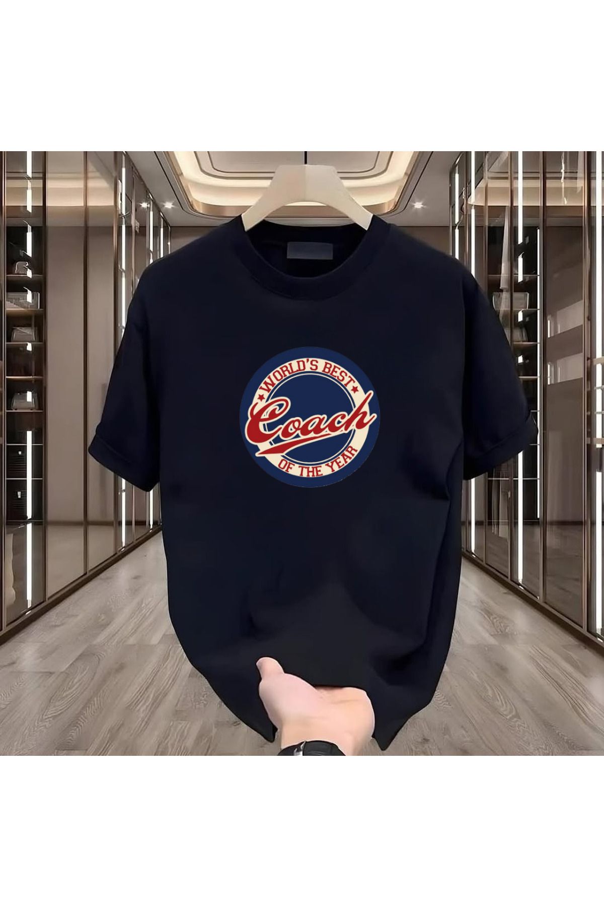 Rovell Coach Baskılı Siyah Regular Erkek Tshirt