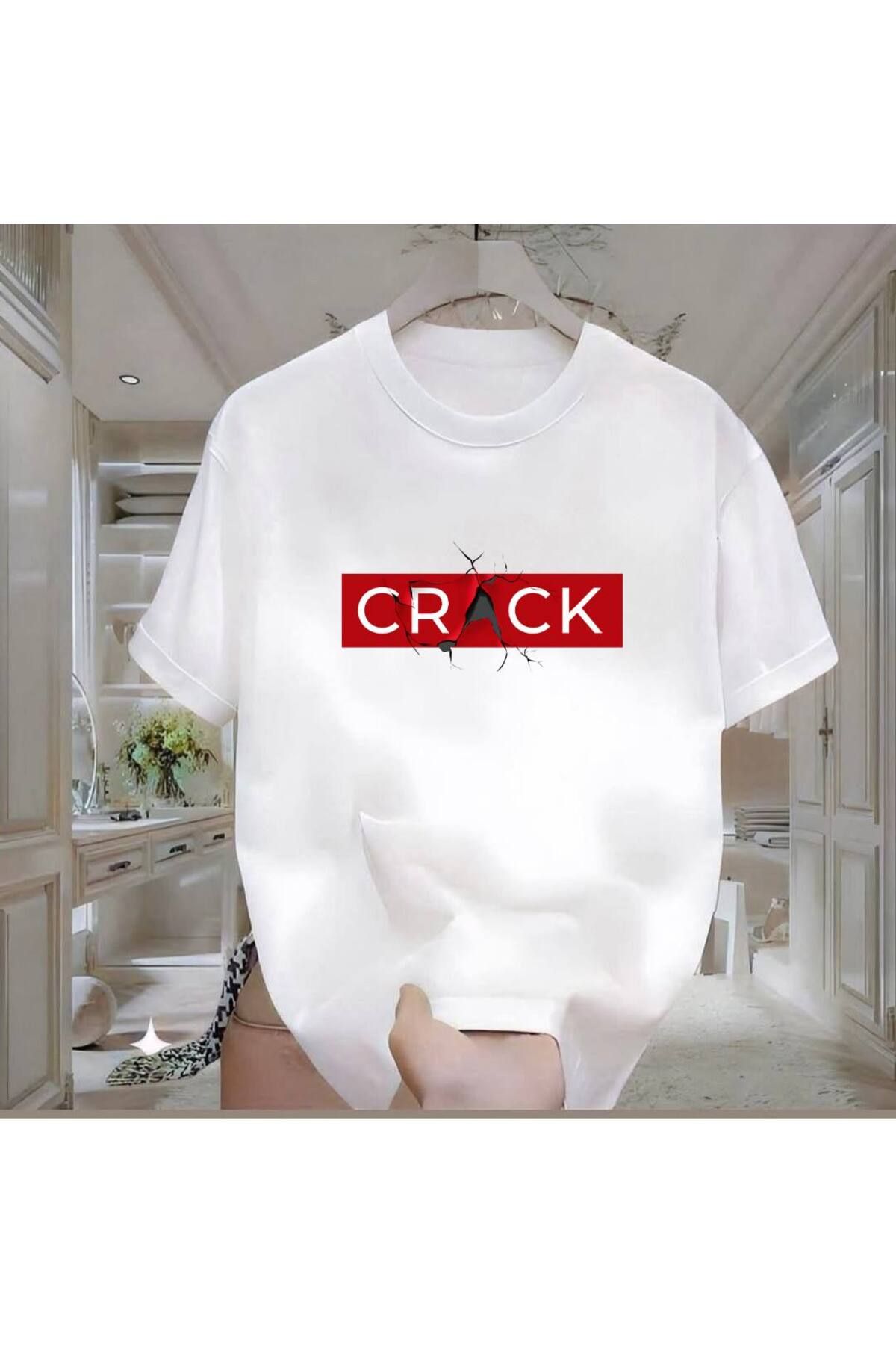 Rovell Crack Baskılı Beyaz Regular Erkek Tshirt