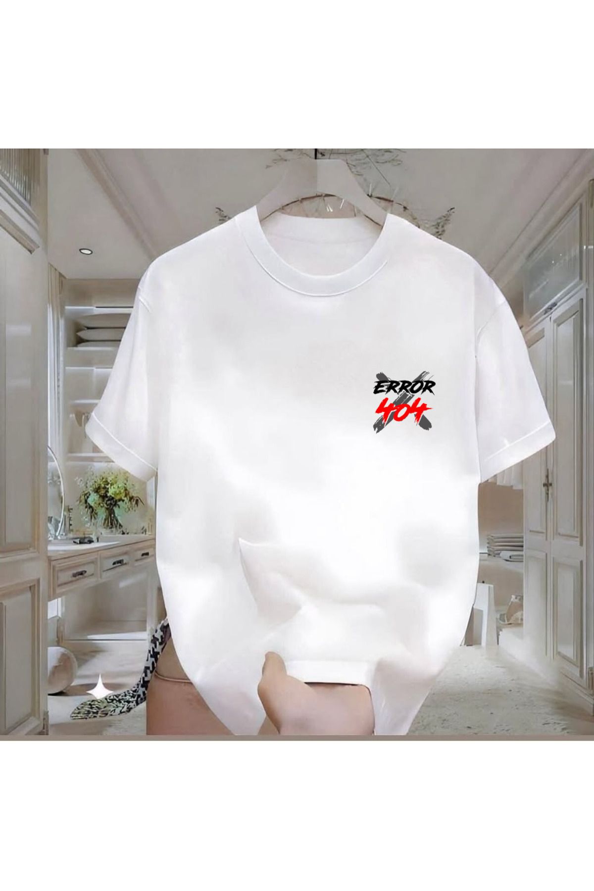 Rovell 404 Error Baskılı Beyaz Regular Erkek Tshirt