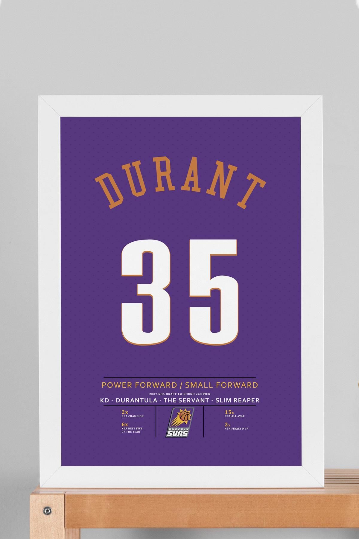 Saturn Kevin Durant Forma Çerçeveli Tablo - NBA Phoenix Suns Jersey