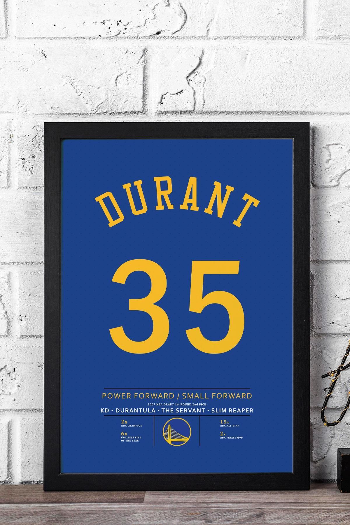 Saturn Kevin Durant Forma Çerçeveli Tablo - NBA Golden State Warriors Jersey