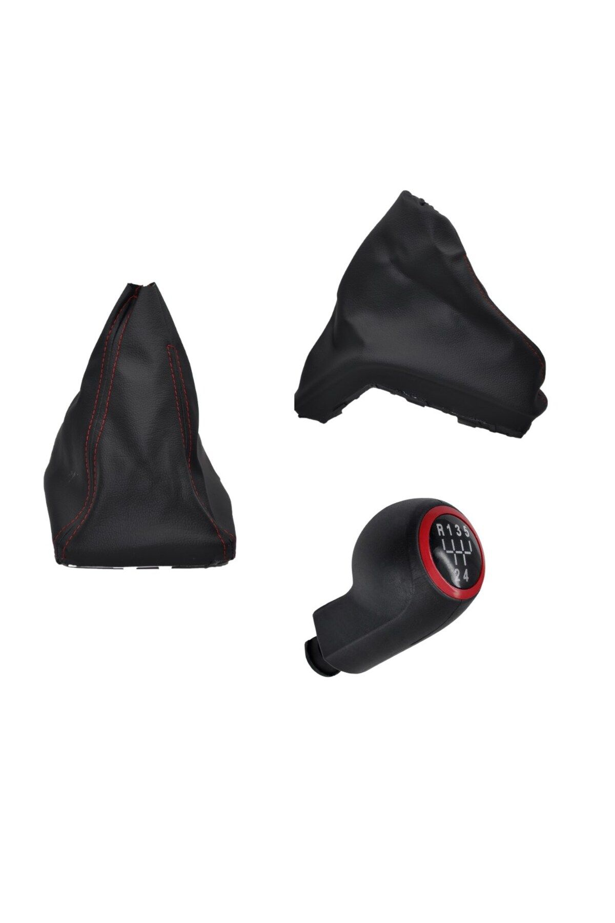 ALPHA AUTO PART-Handbrake-Shift Boot and Shift Knob for Opel Astra H (5)-RED 2