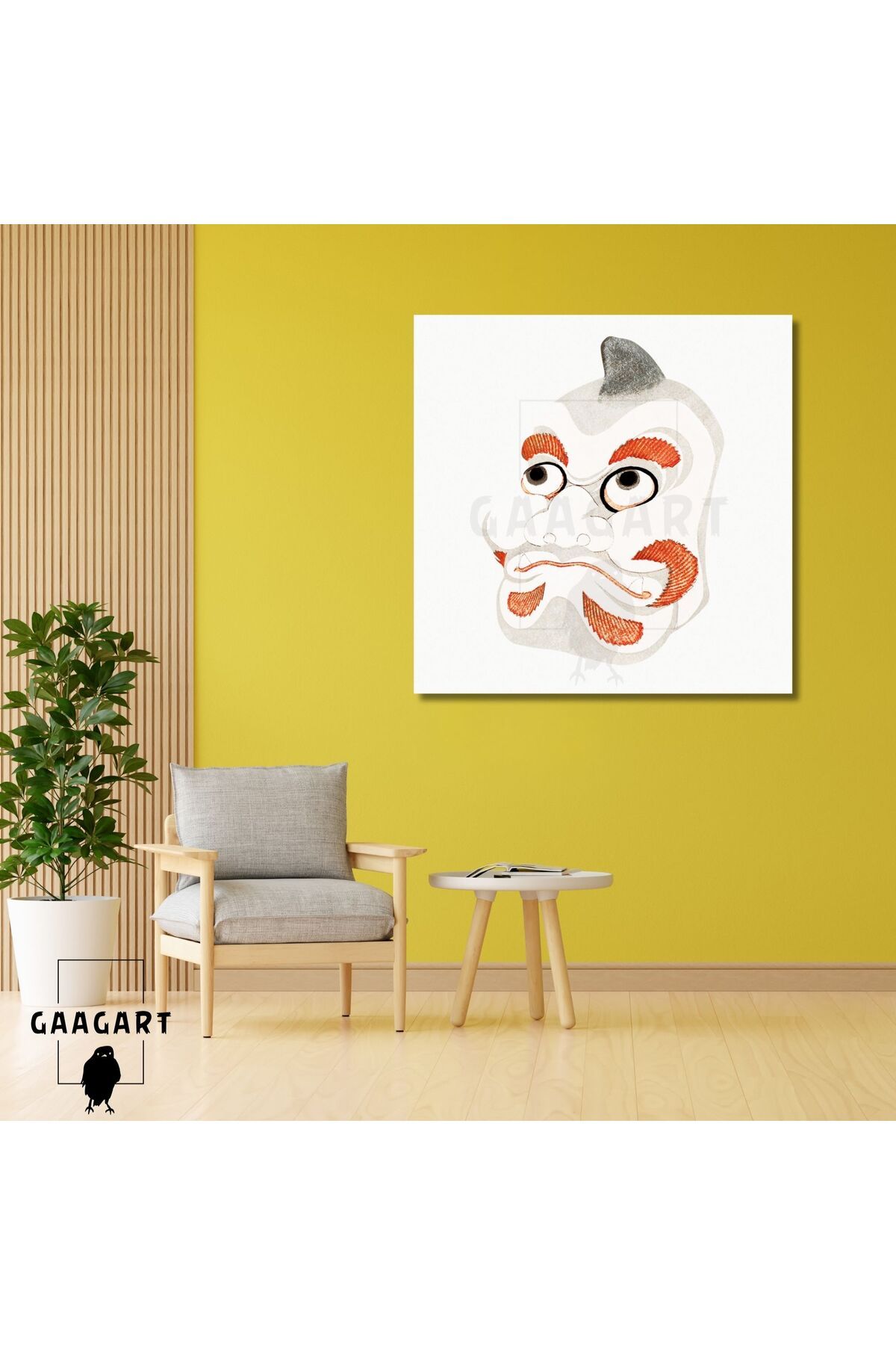GAAGART Kare Kanvas Tablo Ünlü Eserler Katsushika Hokusai Japanese Mask