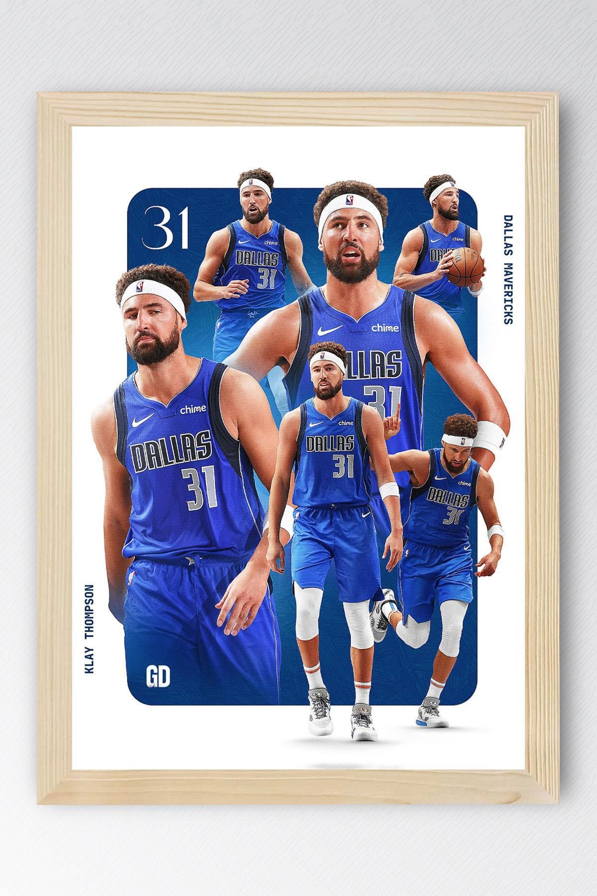 Saturn Klay Thompson Çerçeveli Tablo - Dallas Mavericks NBA Posteri Tablo
