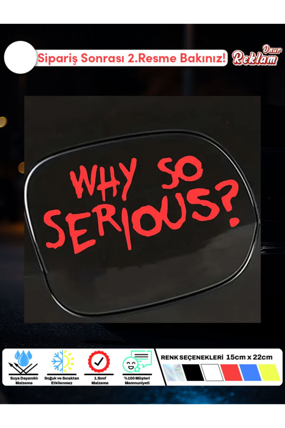 Onur Reklam Why So Serious? Yazılı Kask Stickerı – Suya Dayanıklı Joker Temalı Çıkartma (15x22 cm)