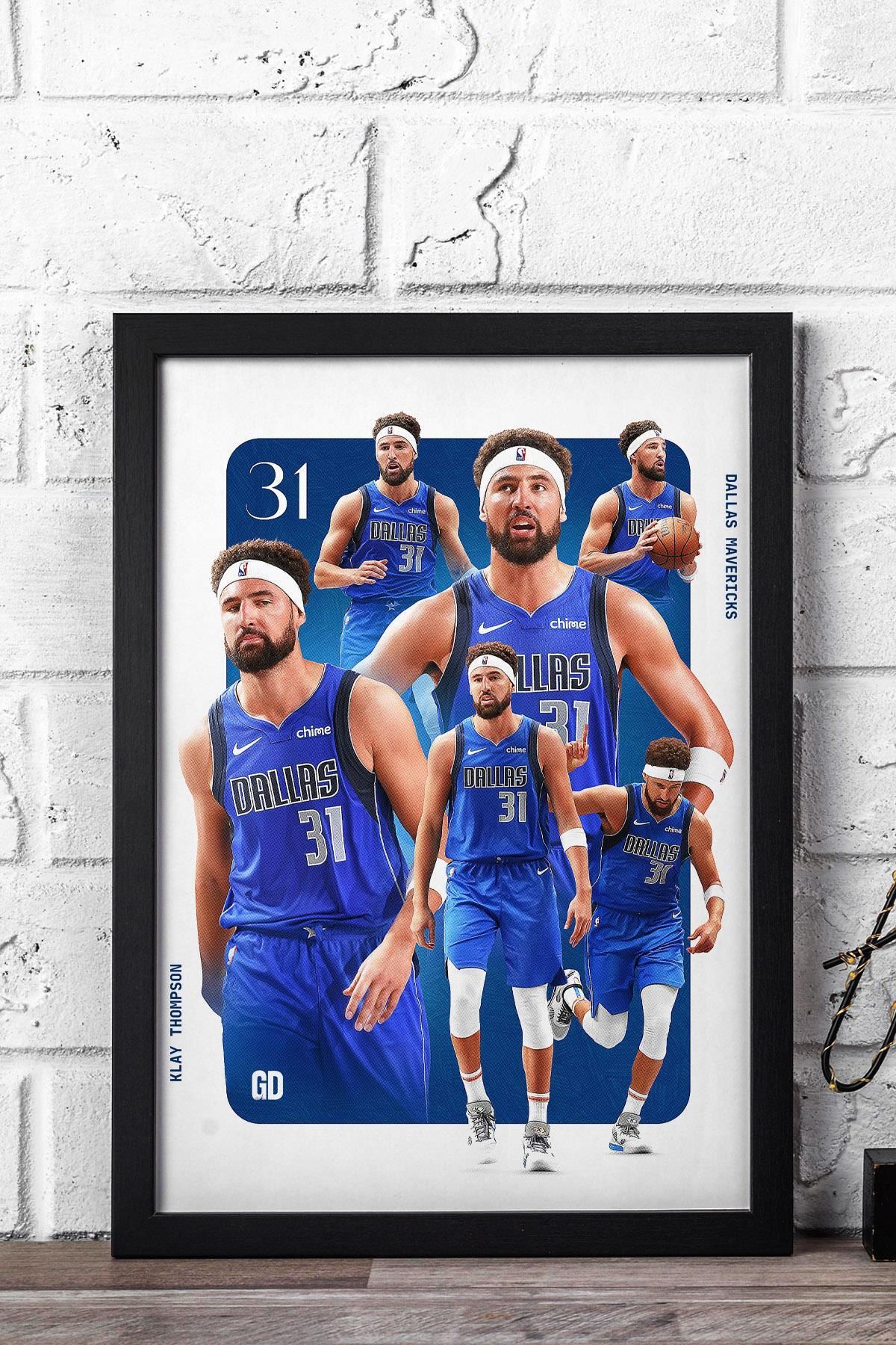 Saturn Klay Thompson Çerçeveli Tablo - Dallas Mavericks NBA Posteri Tablo