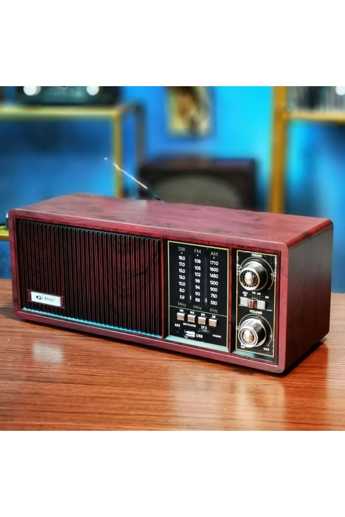 Coverzone Midi Boy Retro Bluetooth Radyo AM/FM/SW, USB/TF Kart Girişi, AUX, AC Güç, Taşınabilir Hoparlör J13BT