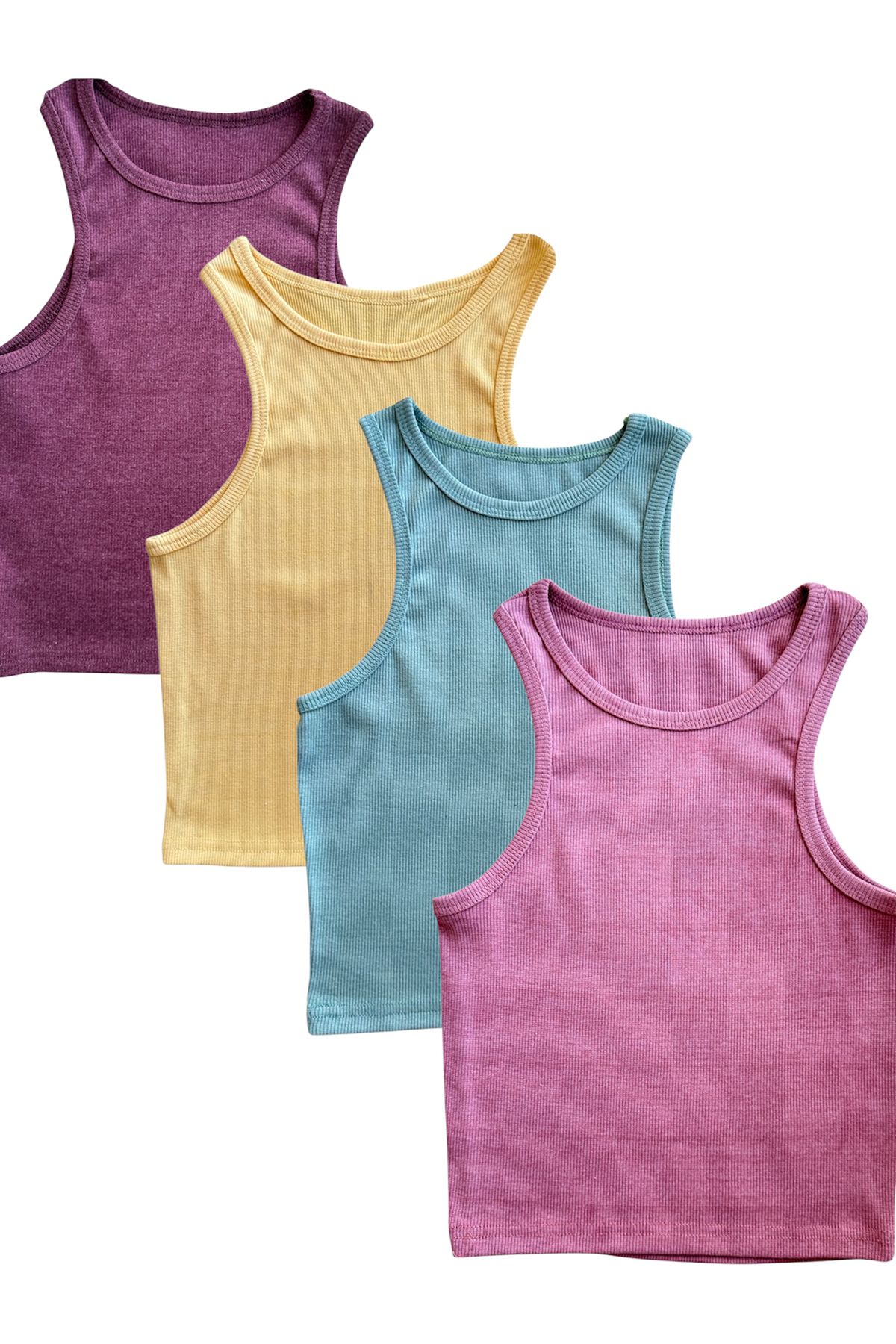 BLİSS WEAR FASHION Kadın 4Lü Kalın Askılı Fitilli Halter Yaka Crop