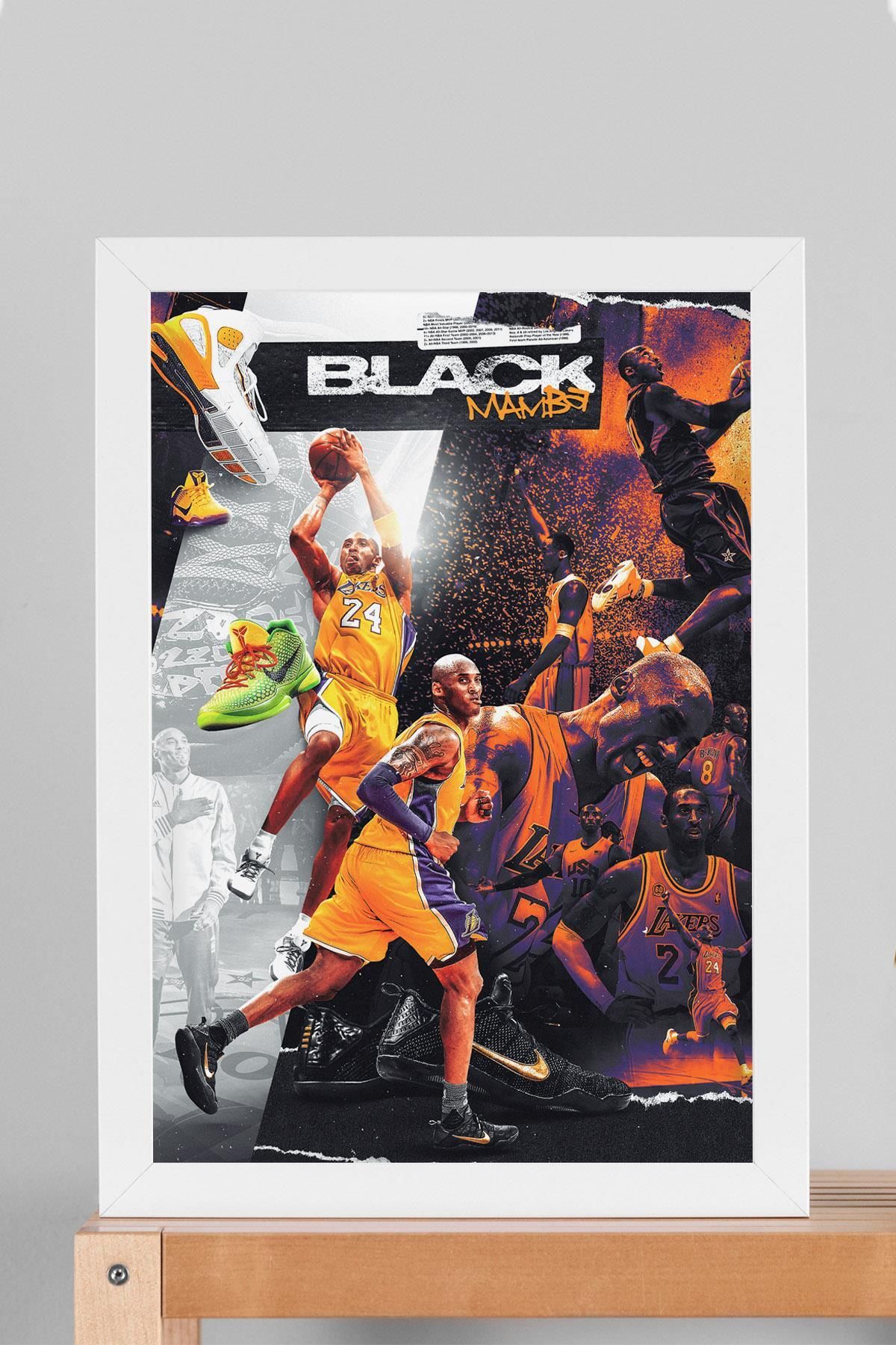 Saturn Kobe Bryant Black Mamba Çerçeveli Tablo - Basketbol NBA Posteri Tablo