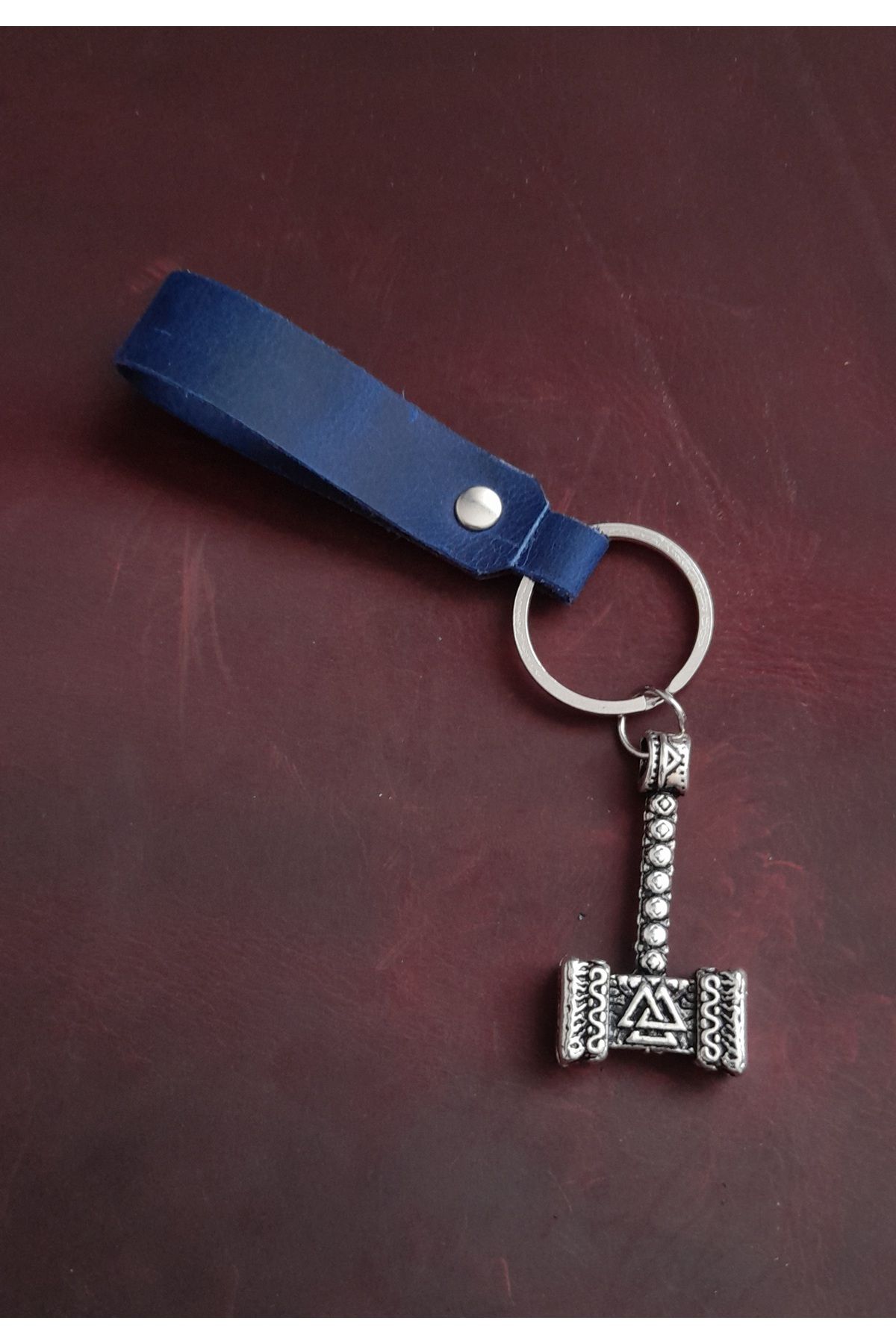 E&F Takı THOR ÇEKİÇ PRWMİUM SEMBOL EL YAPIMI HAKİKİ DERİ ANAHTARLIK